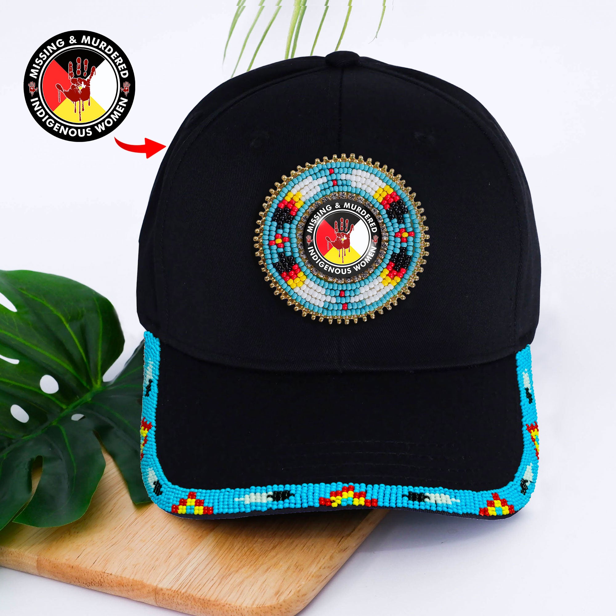SALE 50% OFF - MMIW Red Hand Baseball Cap With Patch Brim