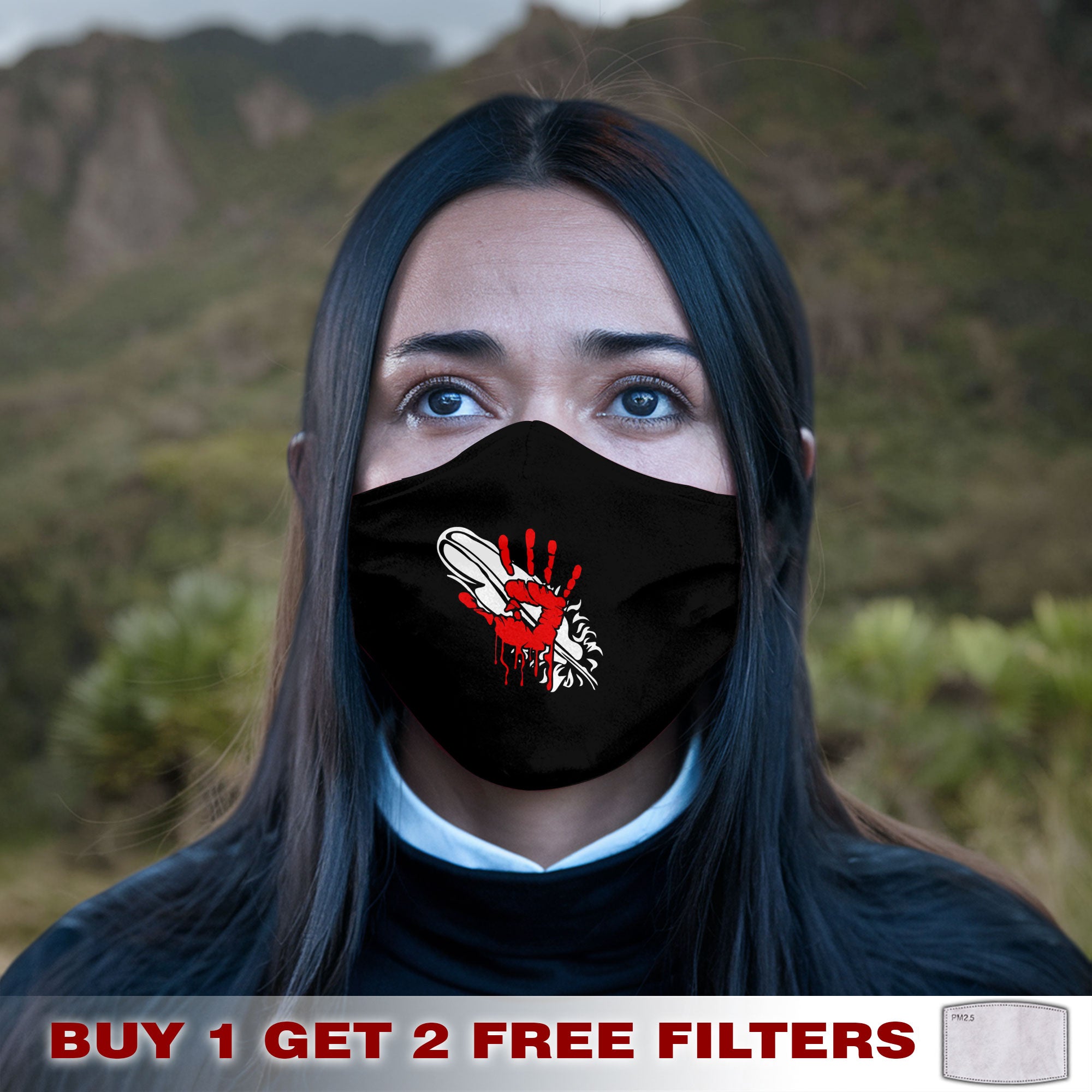 Face Mask Bandana Red Hand - Justice For Missing And Murdered Indigenous Women WC03