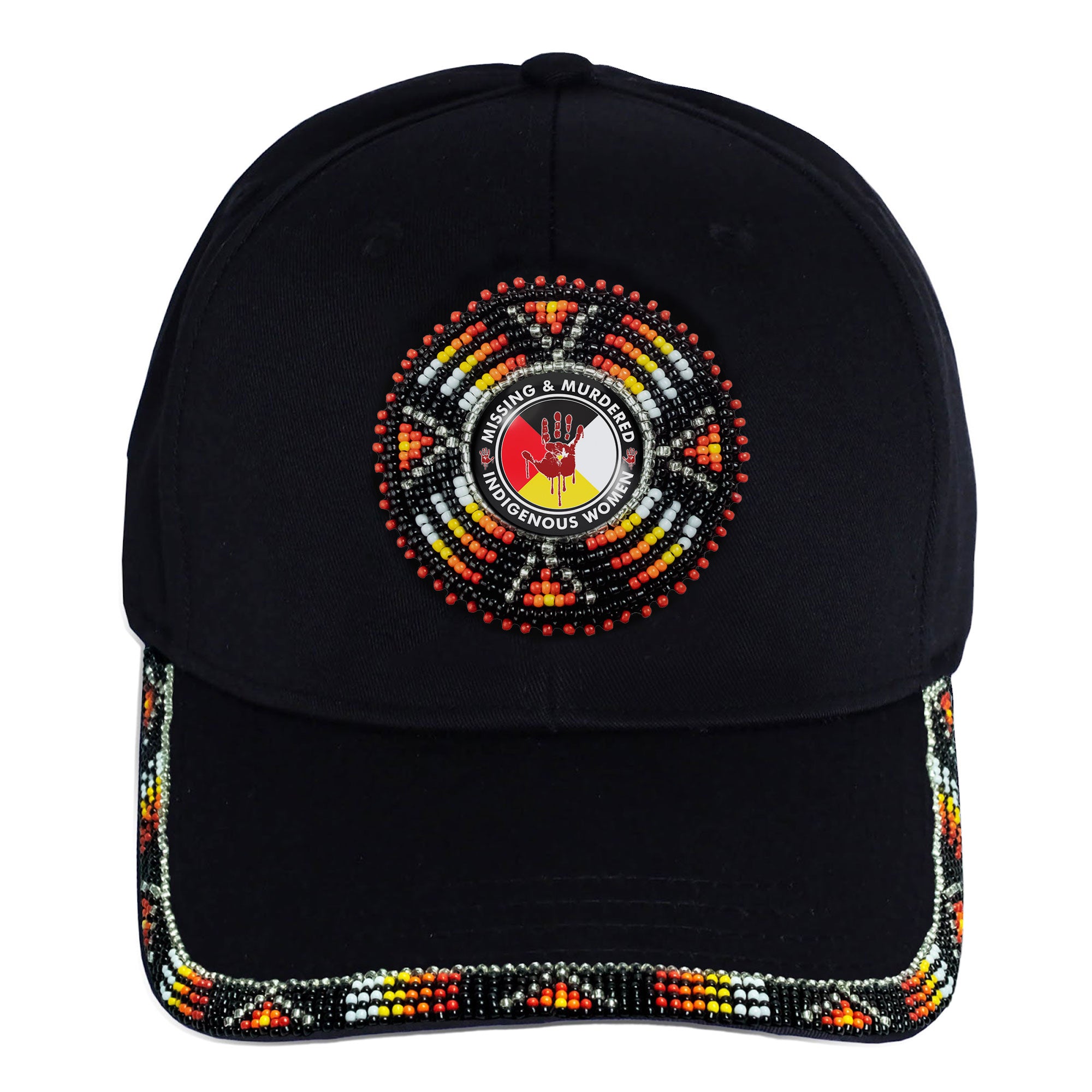 SALE 50% OFF - MMIW Cotton Unisex Baseball Cap With Beaded Patch Brim Native American Style