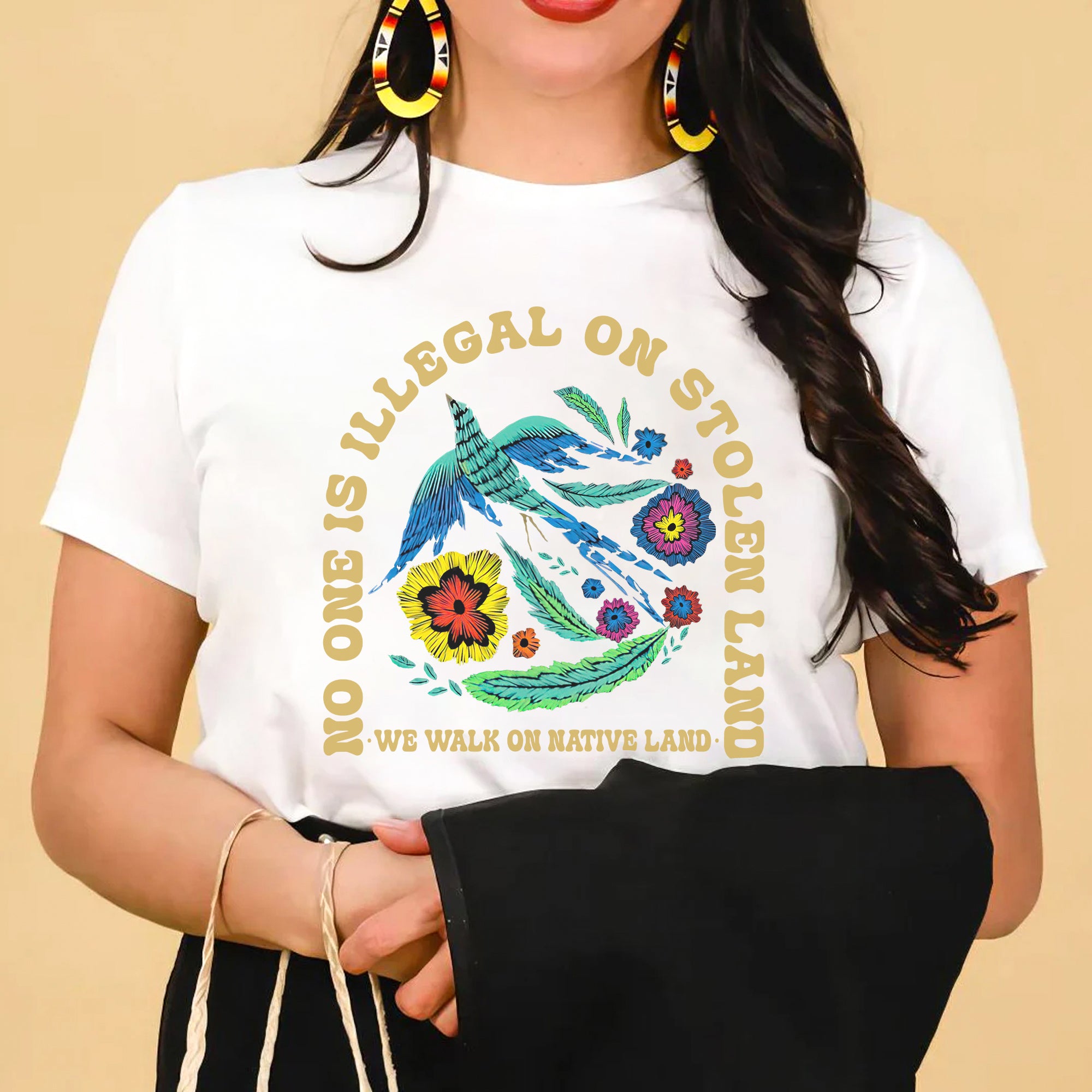 No One Is Illegal On Stolen Land. We Walk On Native Land Style 10 - One Sides Unisex T-Shirt/Hoodie/Sweatshirt