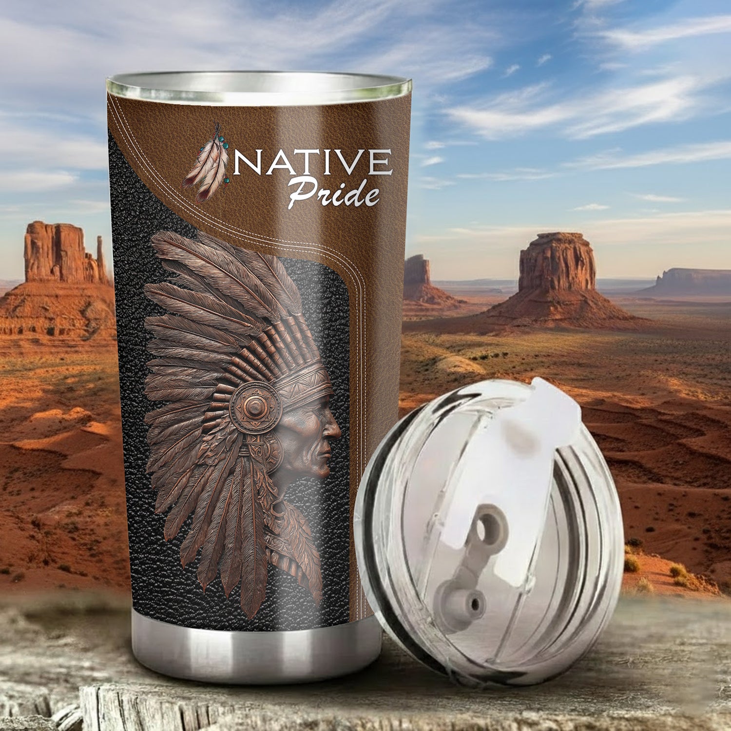 Native Pride Tumbler Stainless Steel Drinking Cup (Custom Name)
