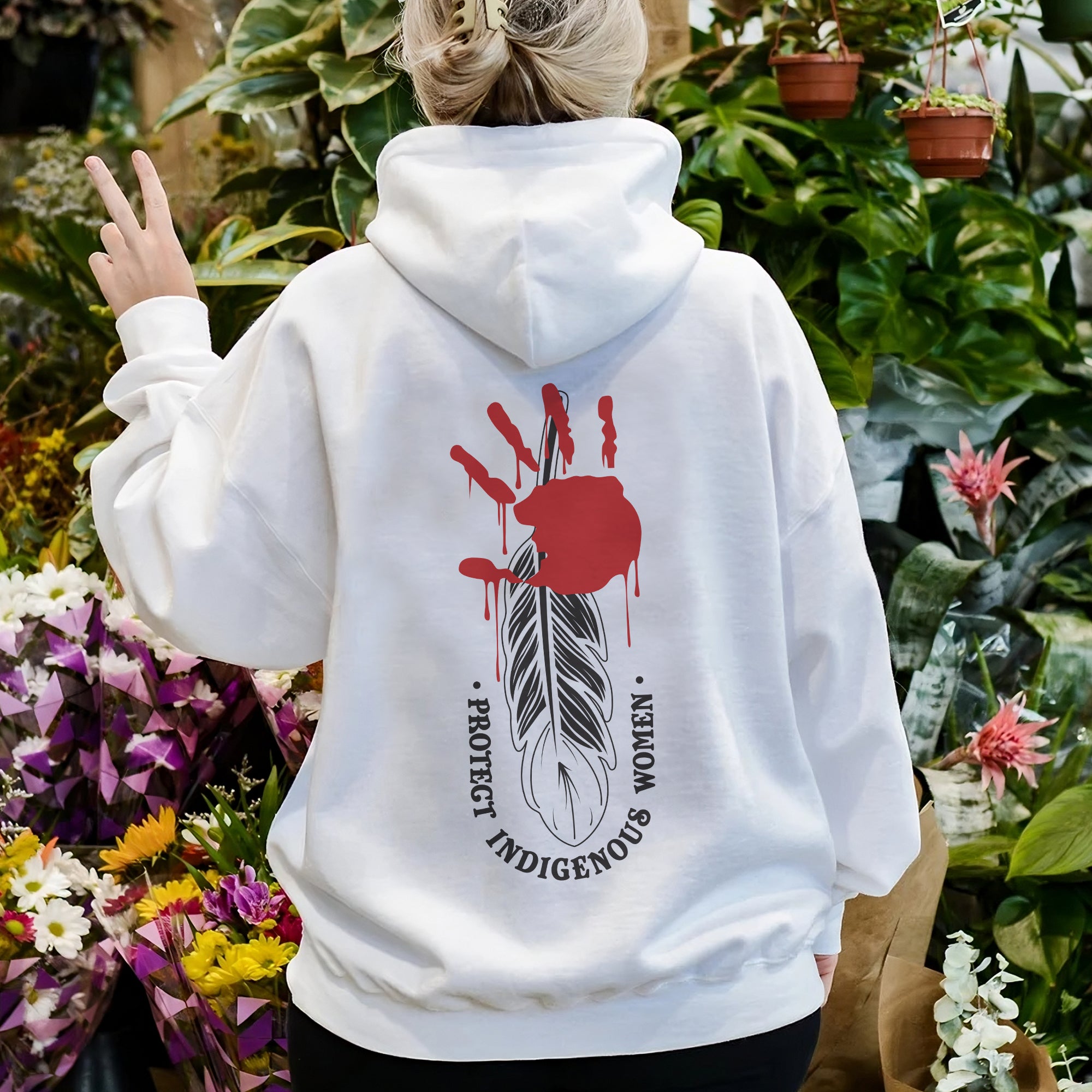 Protect Indigenous Women Red Hand- Unisex T-Shirt/T-Shirt V-Neck/Hoodie/Sweatshirt-Two Sides