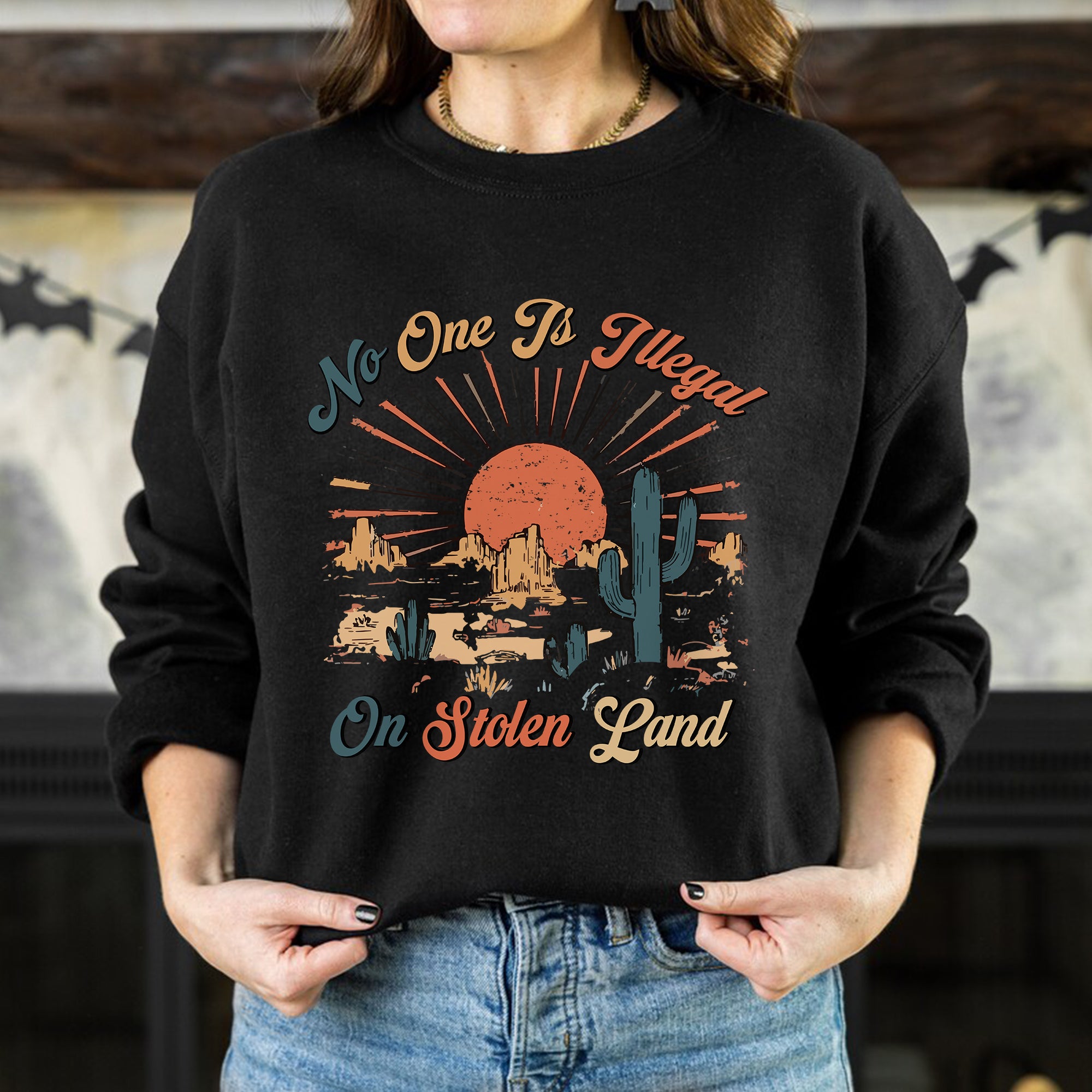 No One Is Illegal On Stolen Land Style 12 - One Sides Unisex T-Shirt/T-Shirt V-Neck/Hoodie/Sweatshirt
