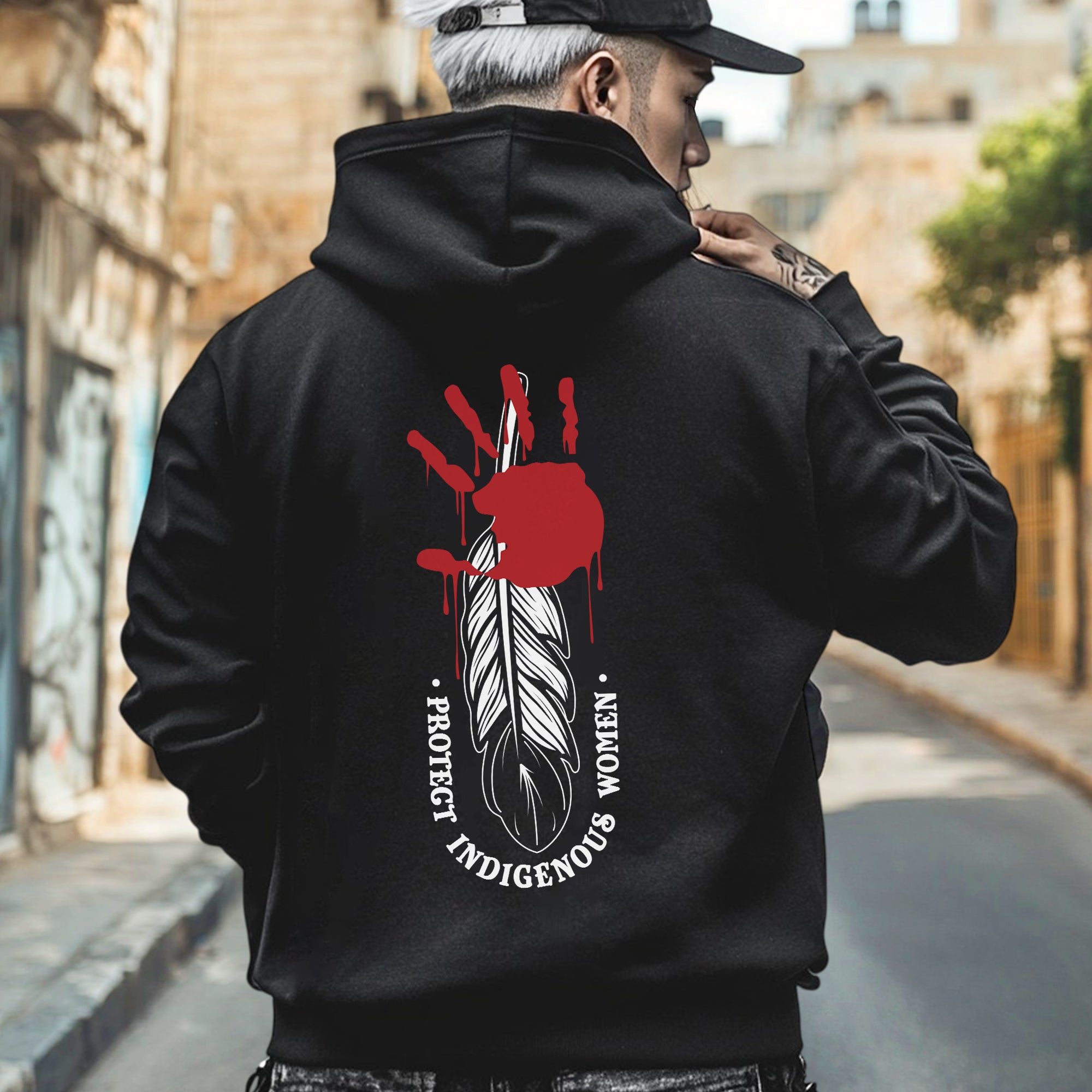 Protect Indigenous Women Red Hand- Unisex T-Shirt/T-Shirt V-Neck/Hoodie/Sweatshirt-Two Sides