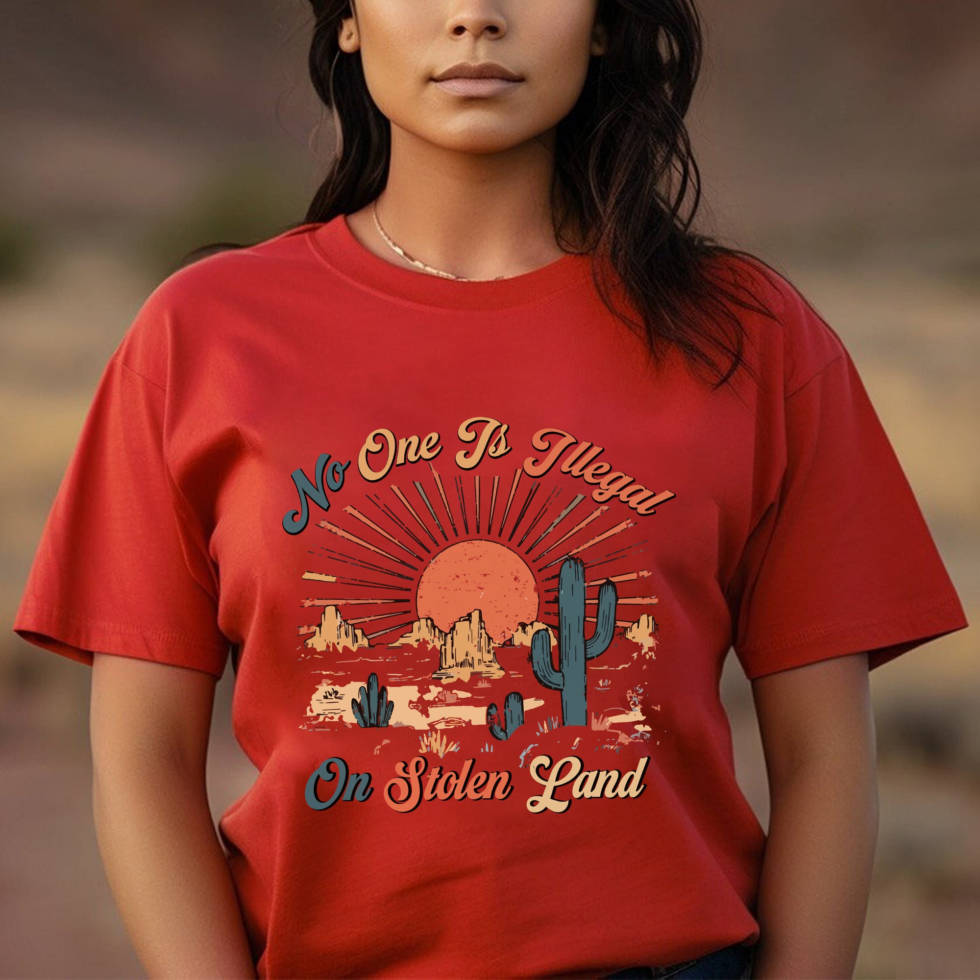 No One Is Illegal On Stolen Land Style 12 - One Sides Unisex T-Shirt/T-Shirt V-Neck/Hoodie/Sweatshirt
