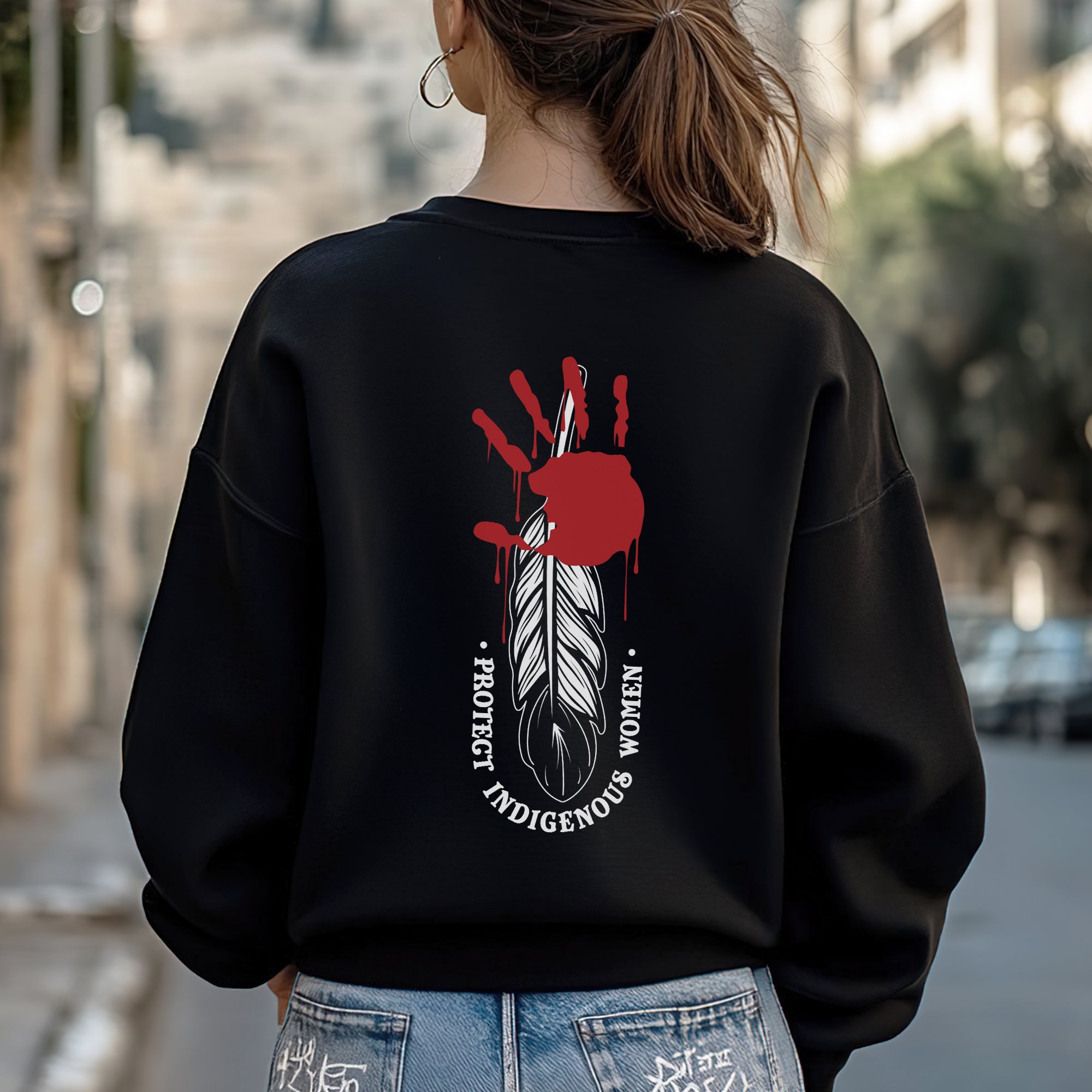 Protect Indigenous Women Red Hand- Unisex T-Shirt/T-Shirt V-Neck/Hoodie/Sweatshirt-Two Sides