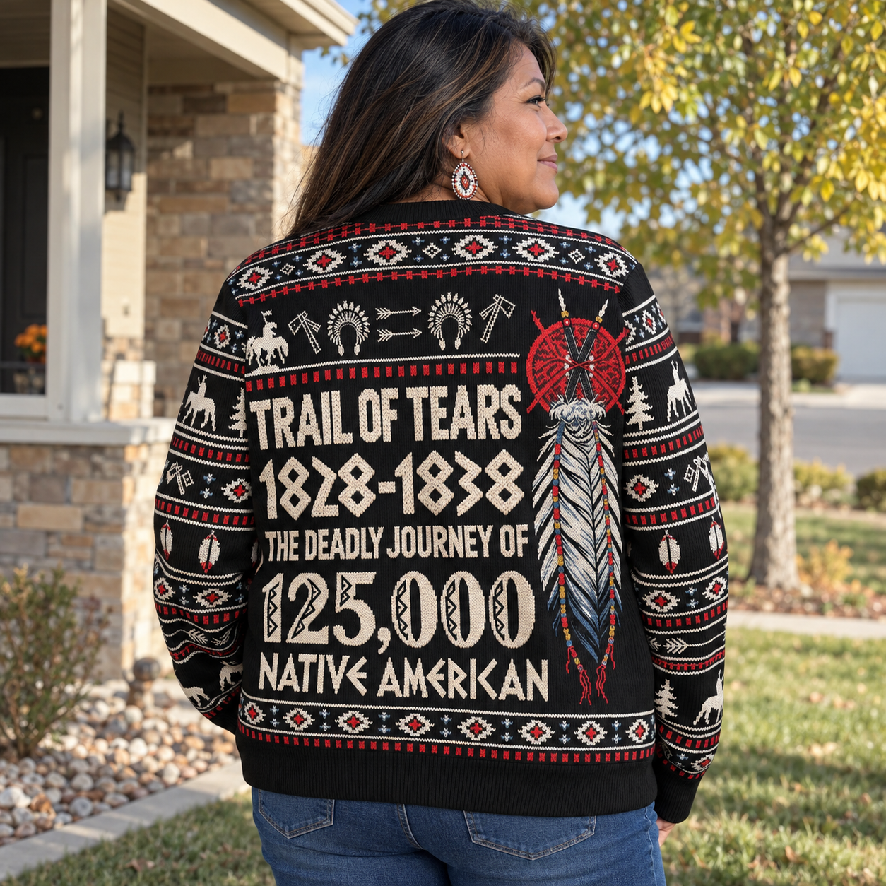 Trail Of Tear THE DEADLY JOURNEY OF 125,000 - Native American Ugly Sweatshirt