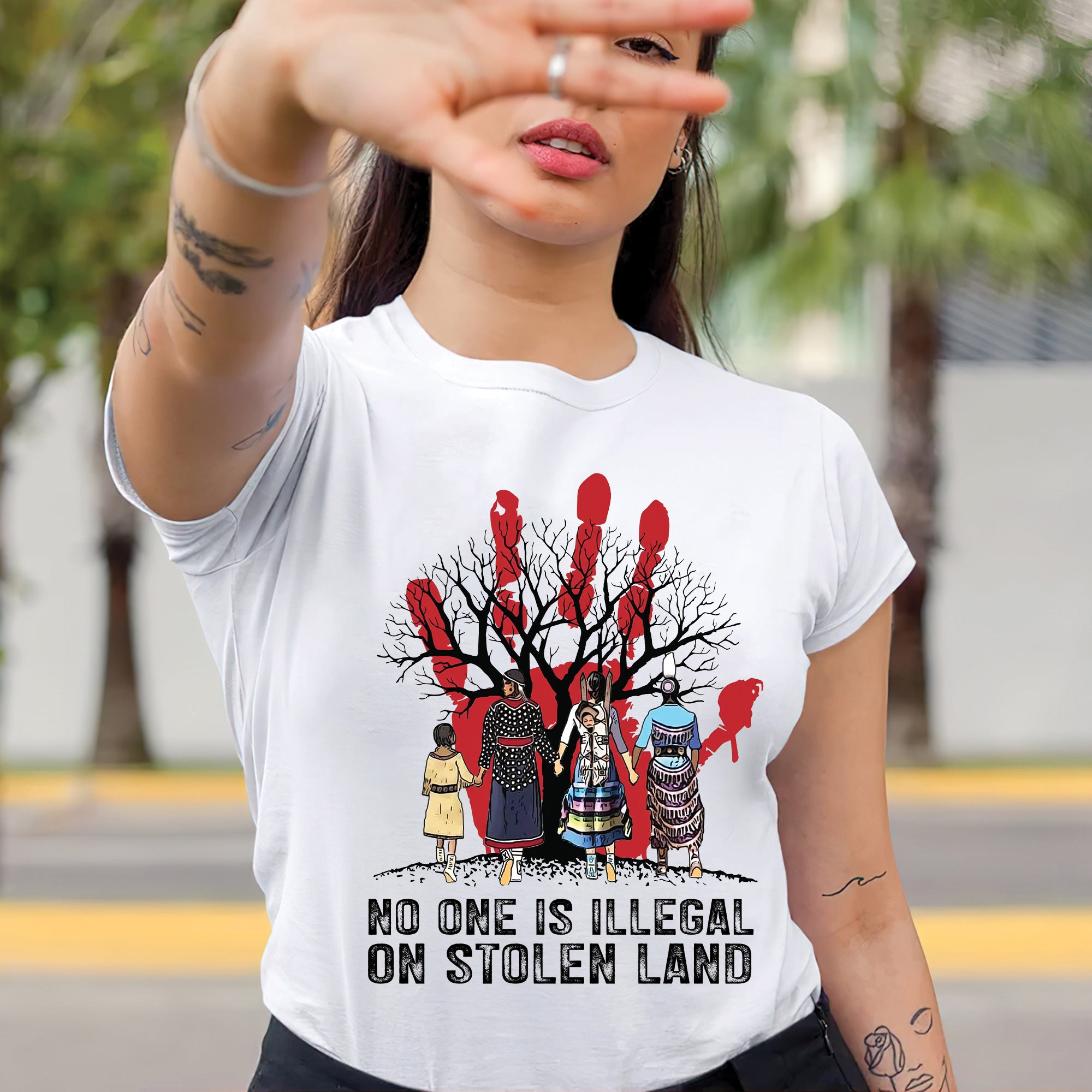 No One Is Illegal On Stolen Land - Unisex T-Shirt/T-Shirt V-Neck/Hoodie/Sweatshirt N59
