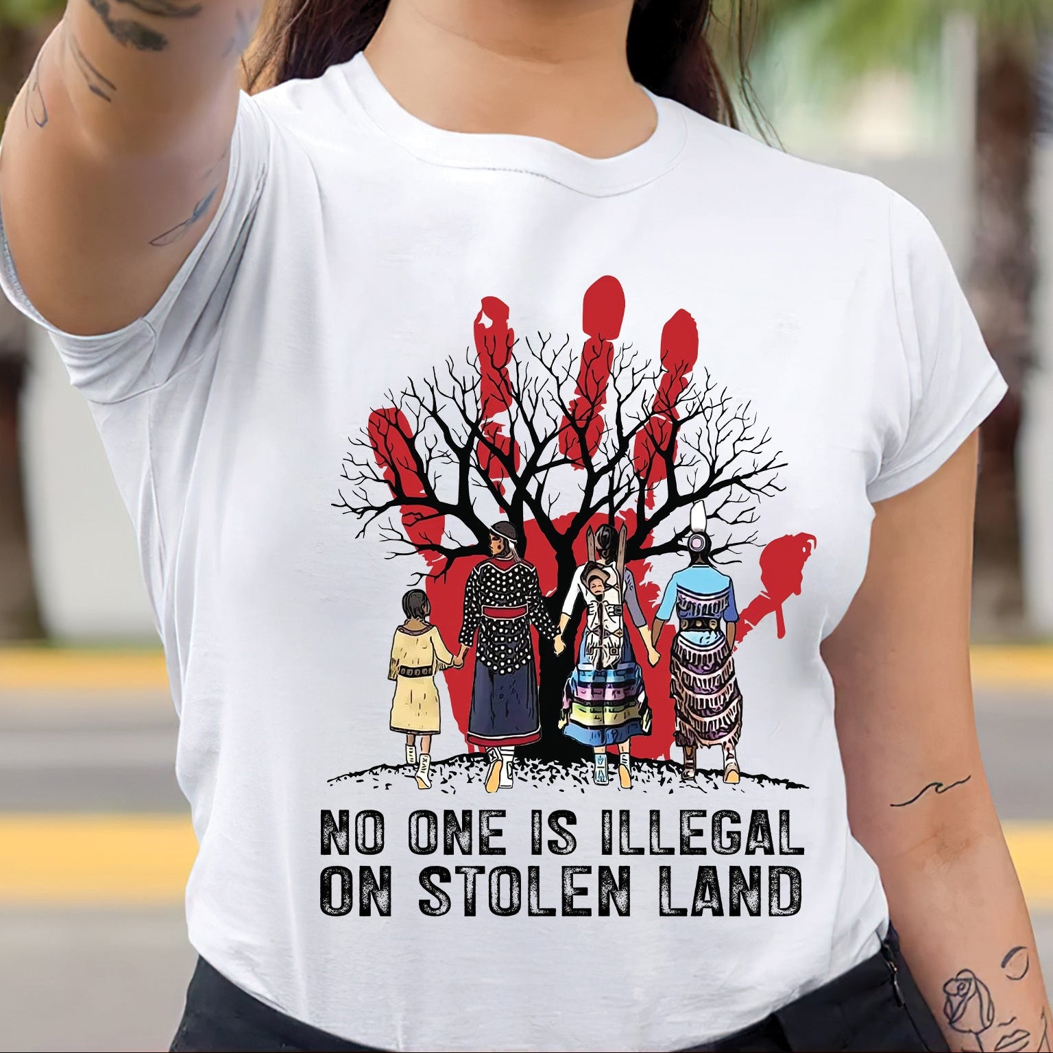 No One Is Illegal On Stolen Land - Unisex T-shirt/T-shirt V-Neck/Hoodie/Sweatshirt N59