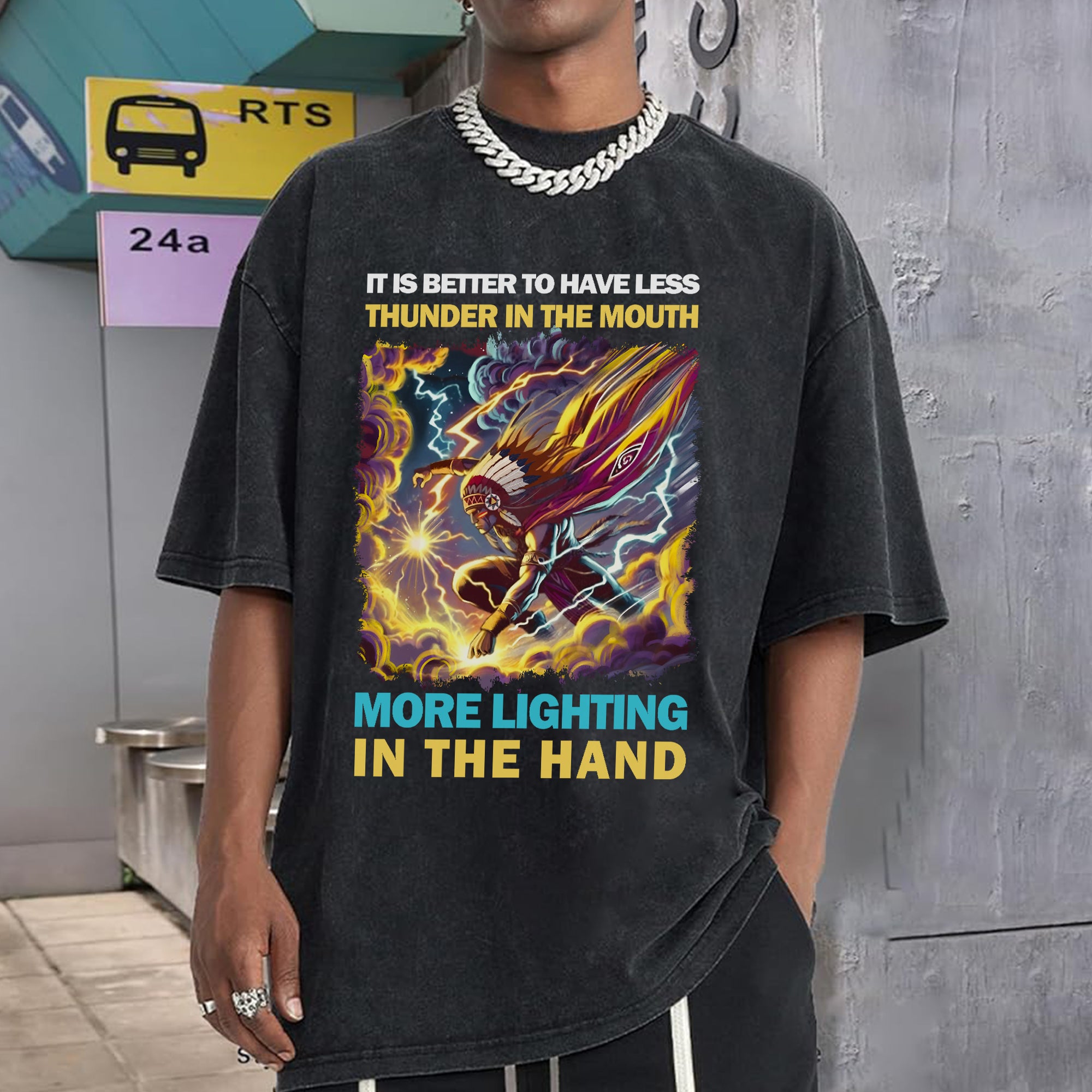 It Is Better To Have Less Thunder In The Mouth More Lighting In The Hand Unisex Mineral Washed T-Shirt Style 2
