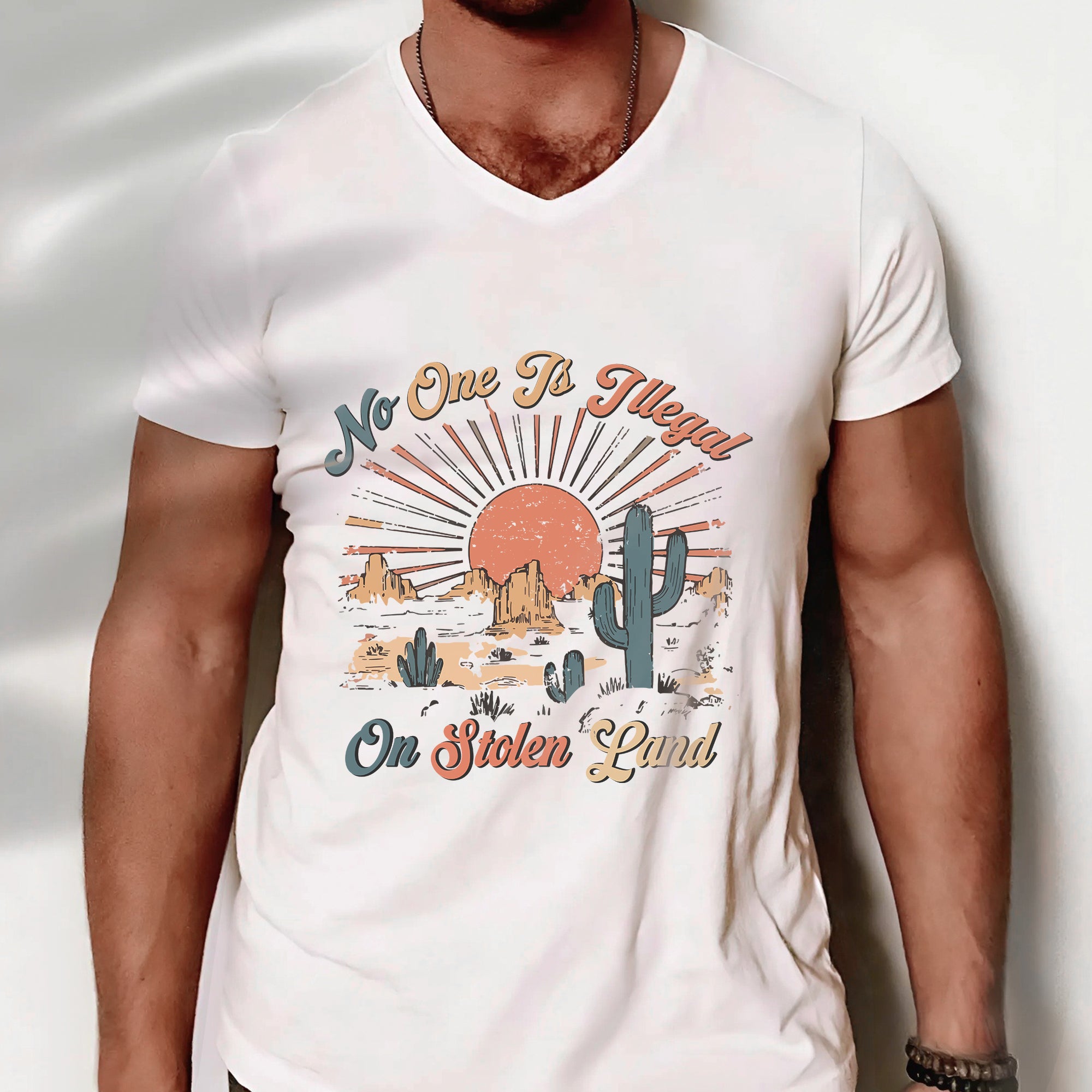 No One Is Illegal On Stolen Land Style 12 - One Sides Unisex T-Shirt/T-Shirt V-Neck/Hoodie/Sweatshirt