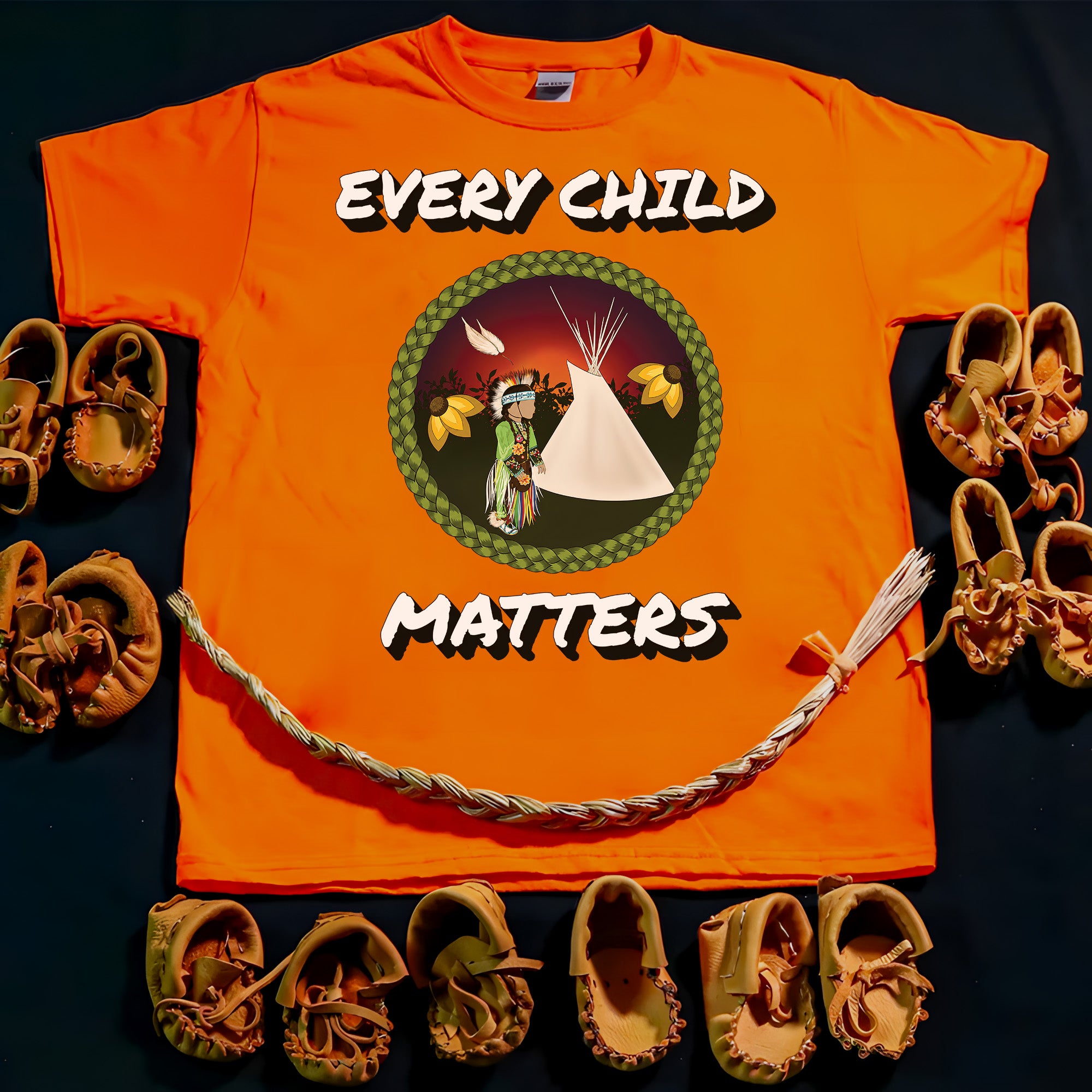 Every Child Matters Indigenous Child & Tipi Orange Shirt Day Unisex T-shirt/Hoodie/Sweatshirt
