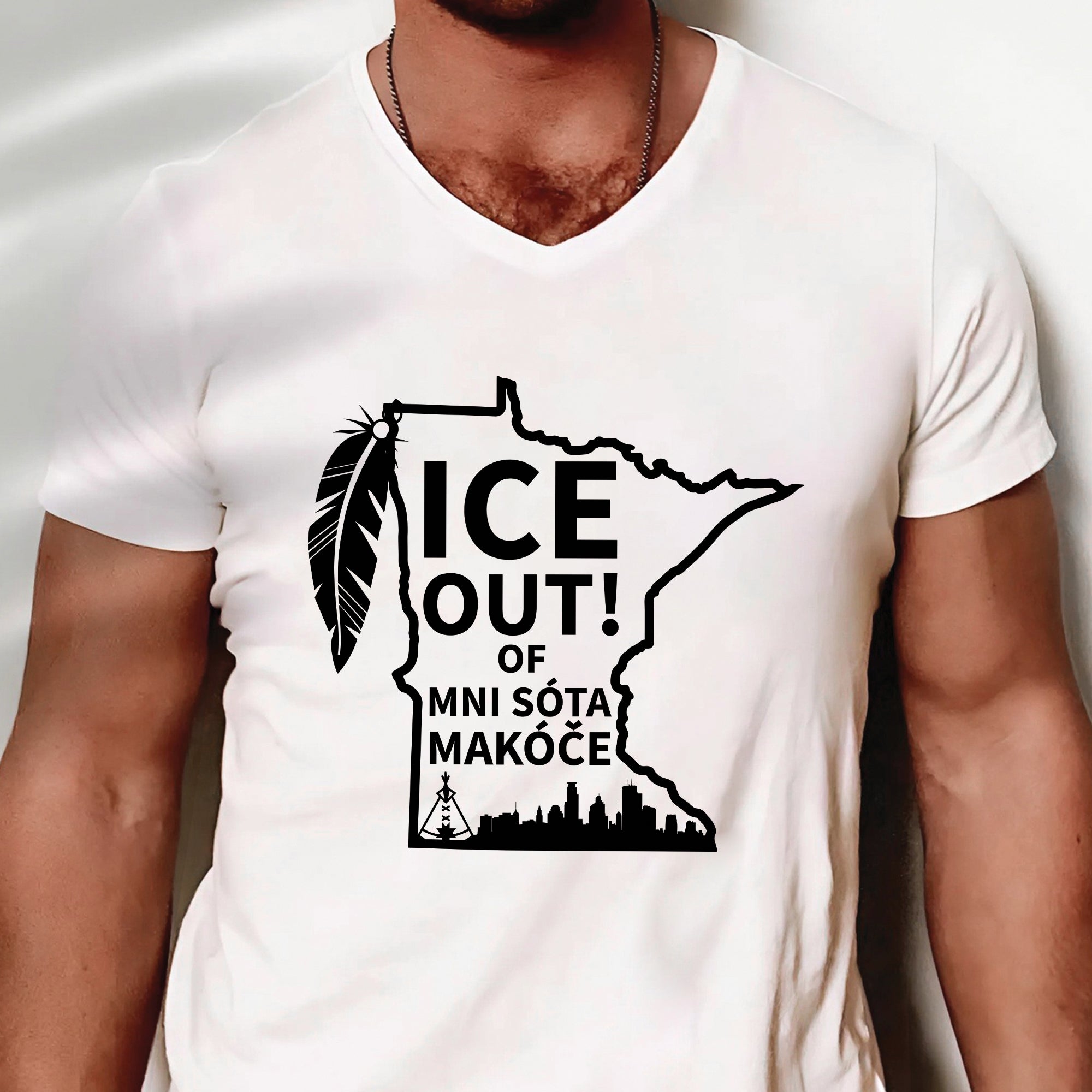 ICE Out of Minnesota Makóče Native Pride - No One Is Illegal On Stolen Land Unisex T-shirt/T-shirt V-Neck/Hoodie/Sweatshirt