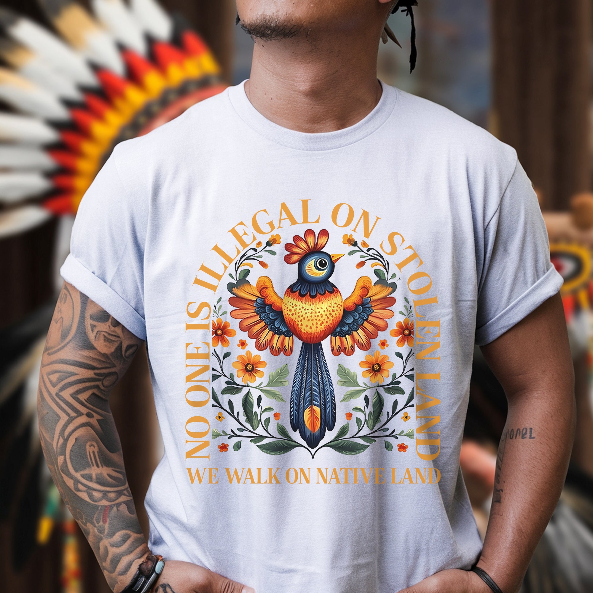 No One Is Illegal On Stolen Land. We Walk On Native Land - One Side Unisex T-shirt/Hoodie/Sweatshirt