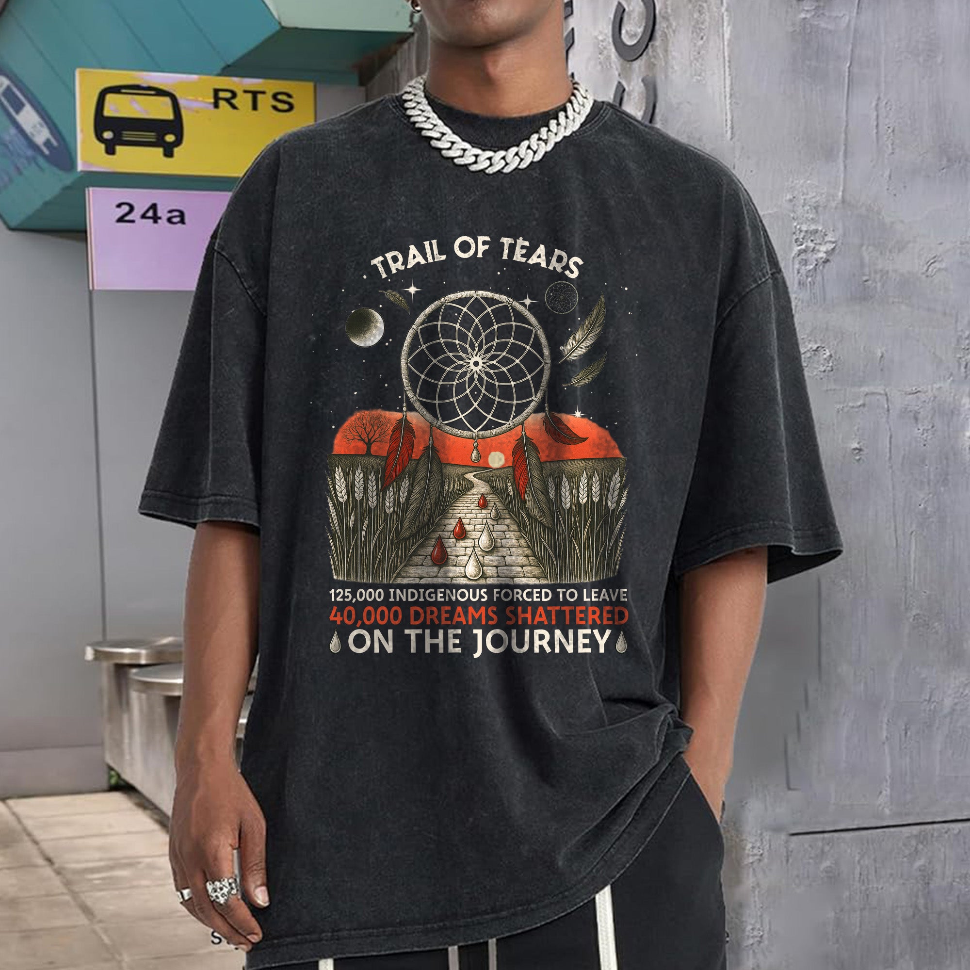 Trail of Tears Blood Tears Roade Unisex Mineral Washed T-Shirt