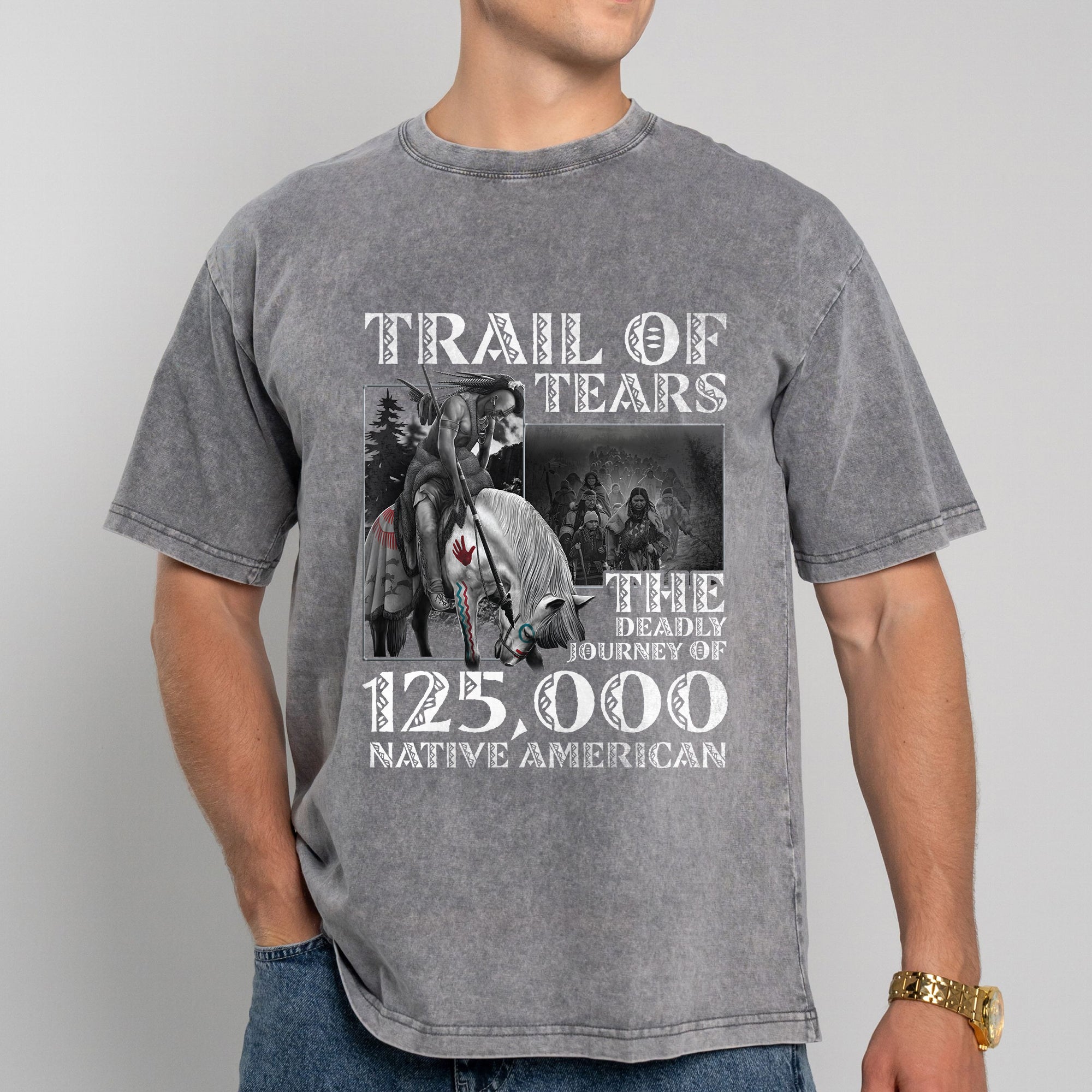 Trail of Tears The Deadly Journey Of 125K Native American Unisex Mineral Washed T-Shirt