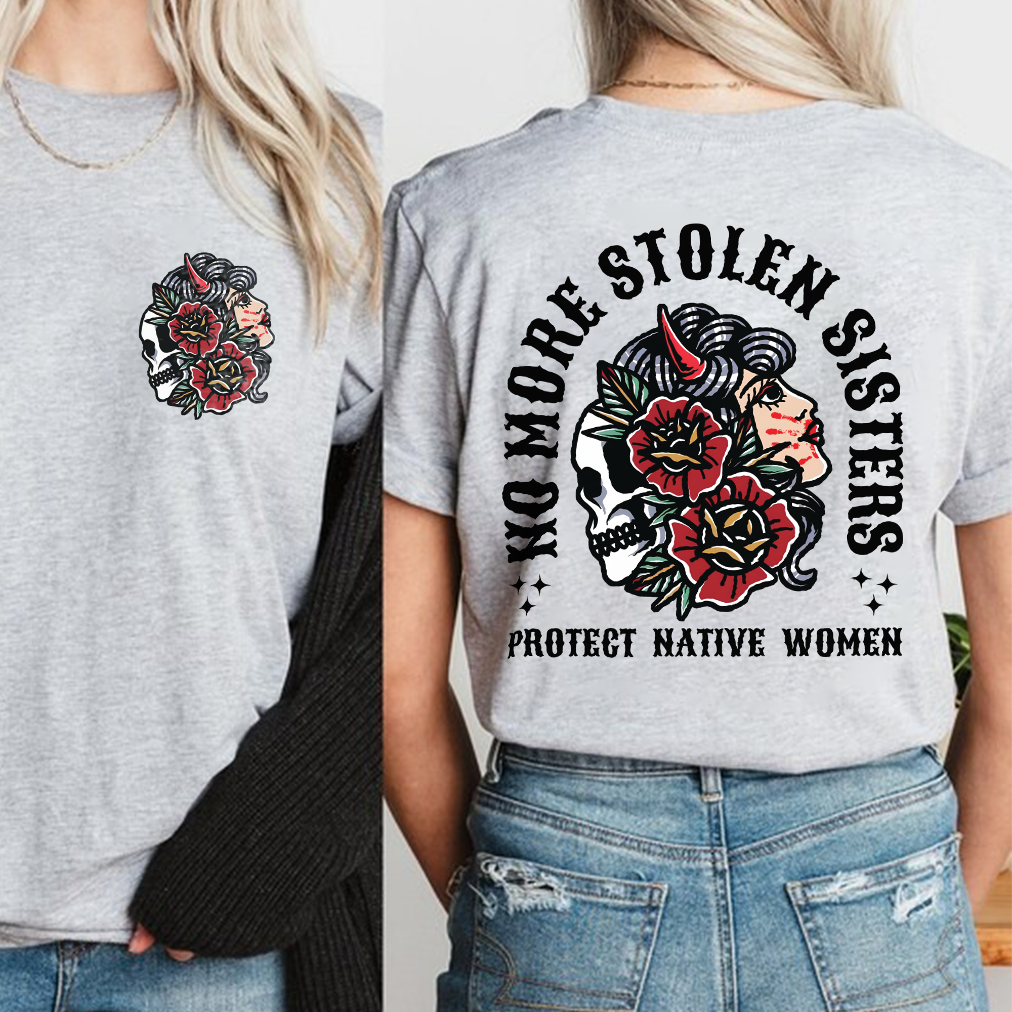 No More Stolen Sisters - Protect Native Women- Unisex T-Shirt/T-Shirt V-Neck/Hoodie/Sweatshirt - Two Sides