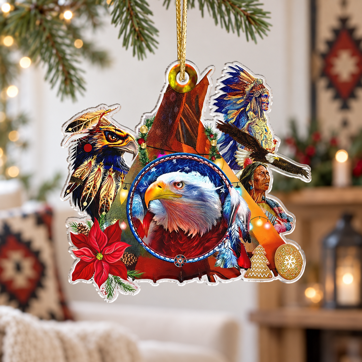 Eagle Old Native Chief Native Pride American - Unique Gift Decor Flat Acrylic