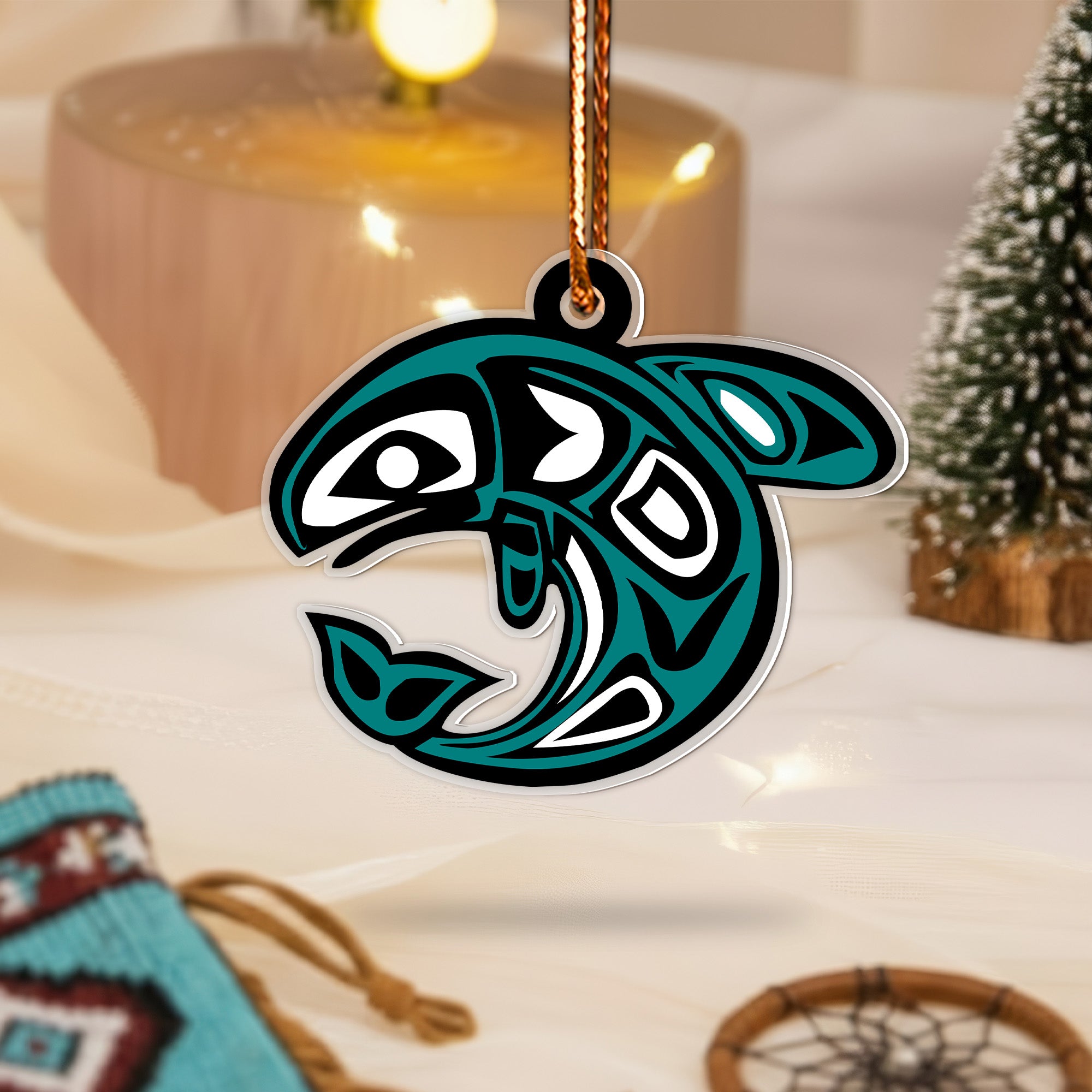 Tribal Orca Spirit Ornament Native American Unique Christmas Gift Decor Flat Acrylic