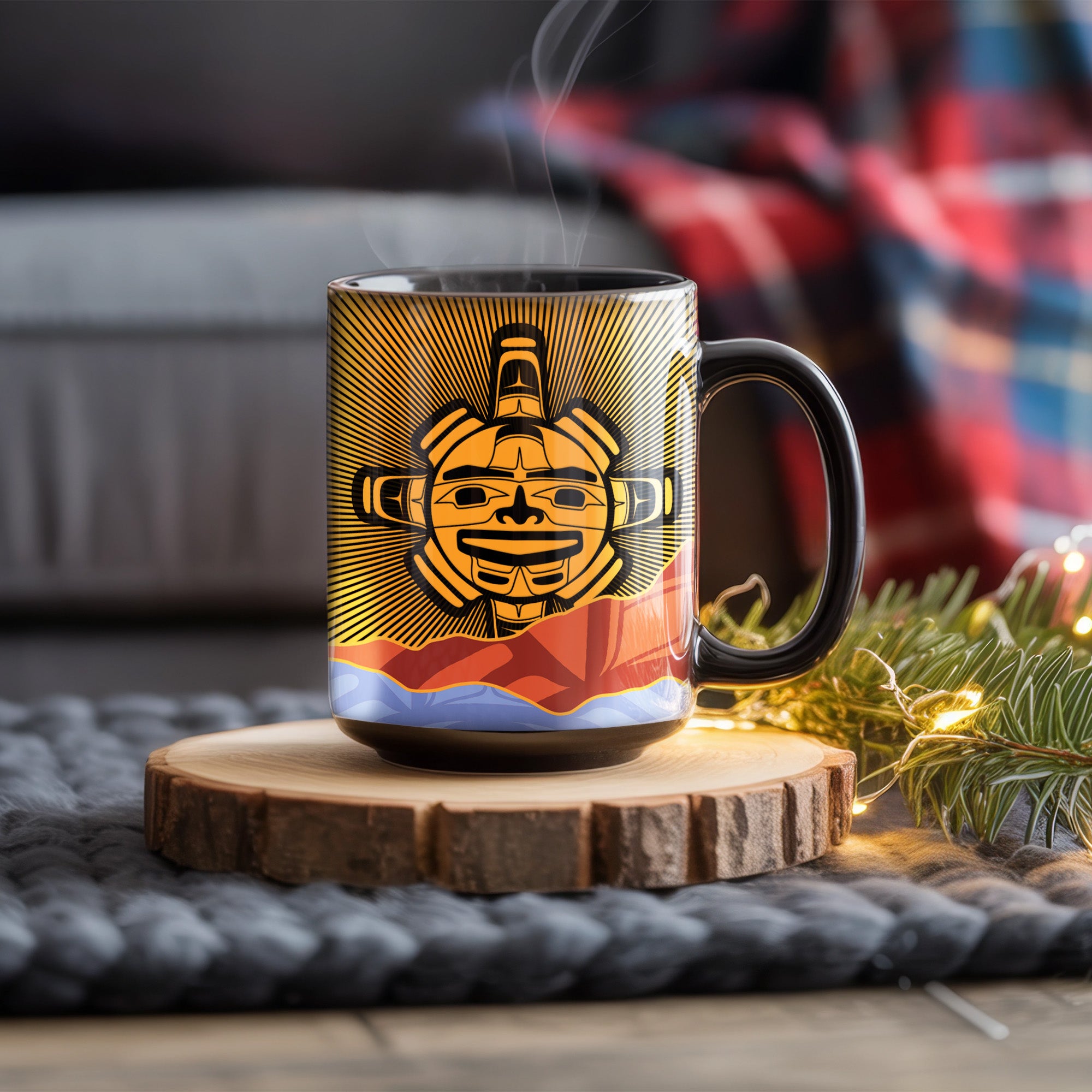 Native Northwest Chilkat Sun Ceramic Native American Heritage Mug