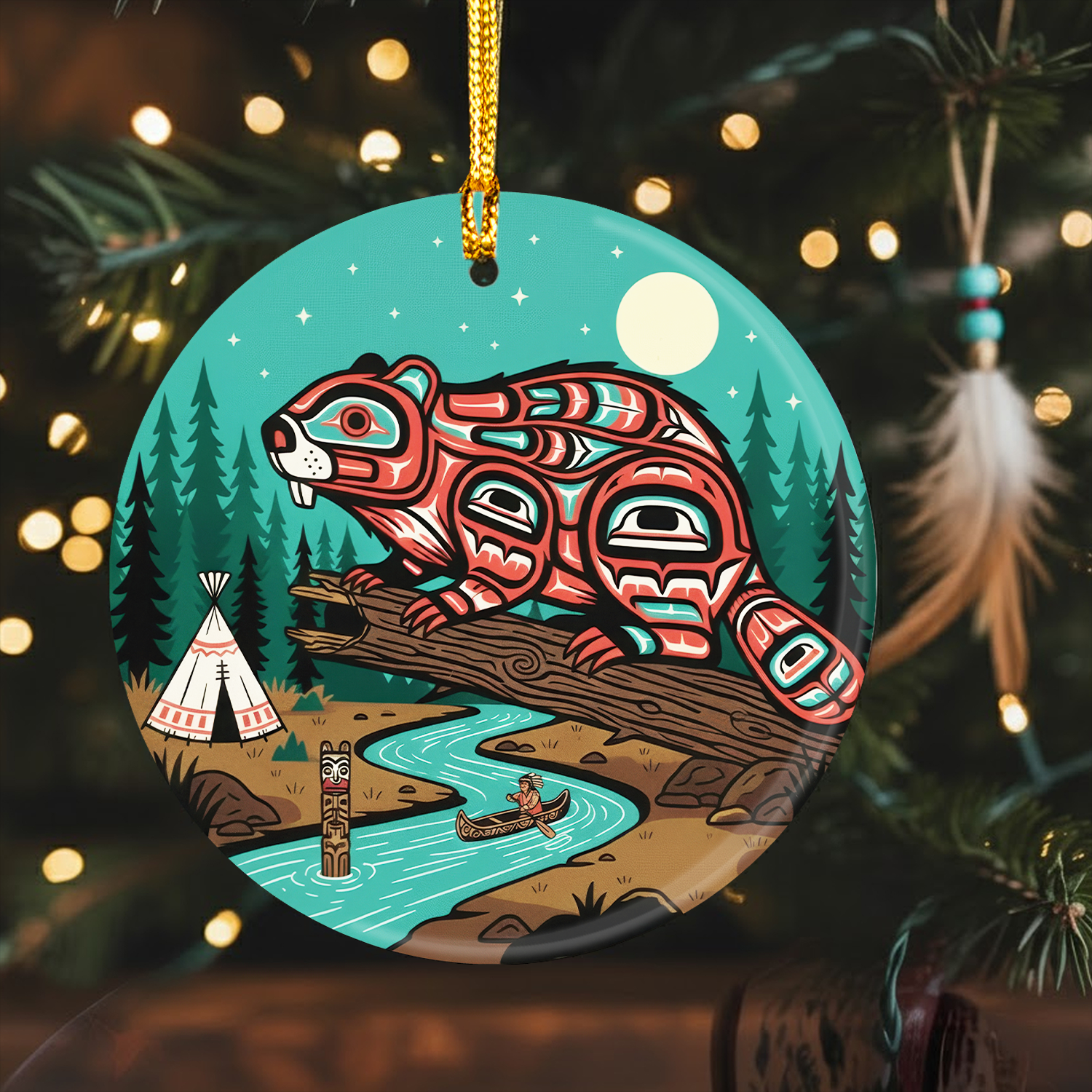 Native Tribal Spirit Animal Ceramic Ornament – Indigenous Art Decor