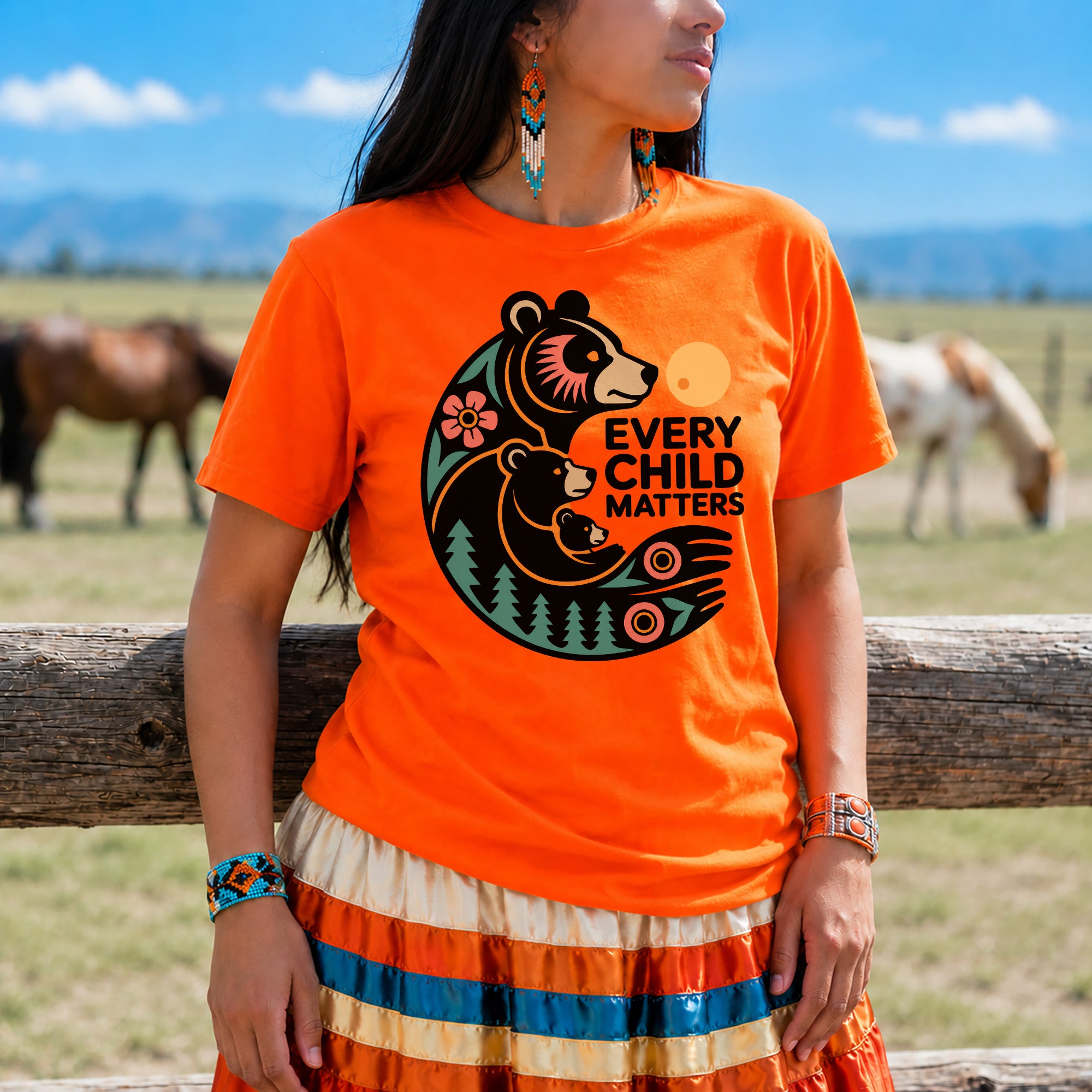 Sacred Bear Family Every Child Matters Orange Shirt Day Unisex T-shirt/Hoodie/Sweatshirt