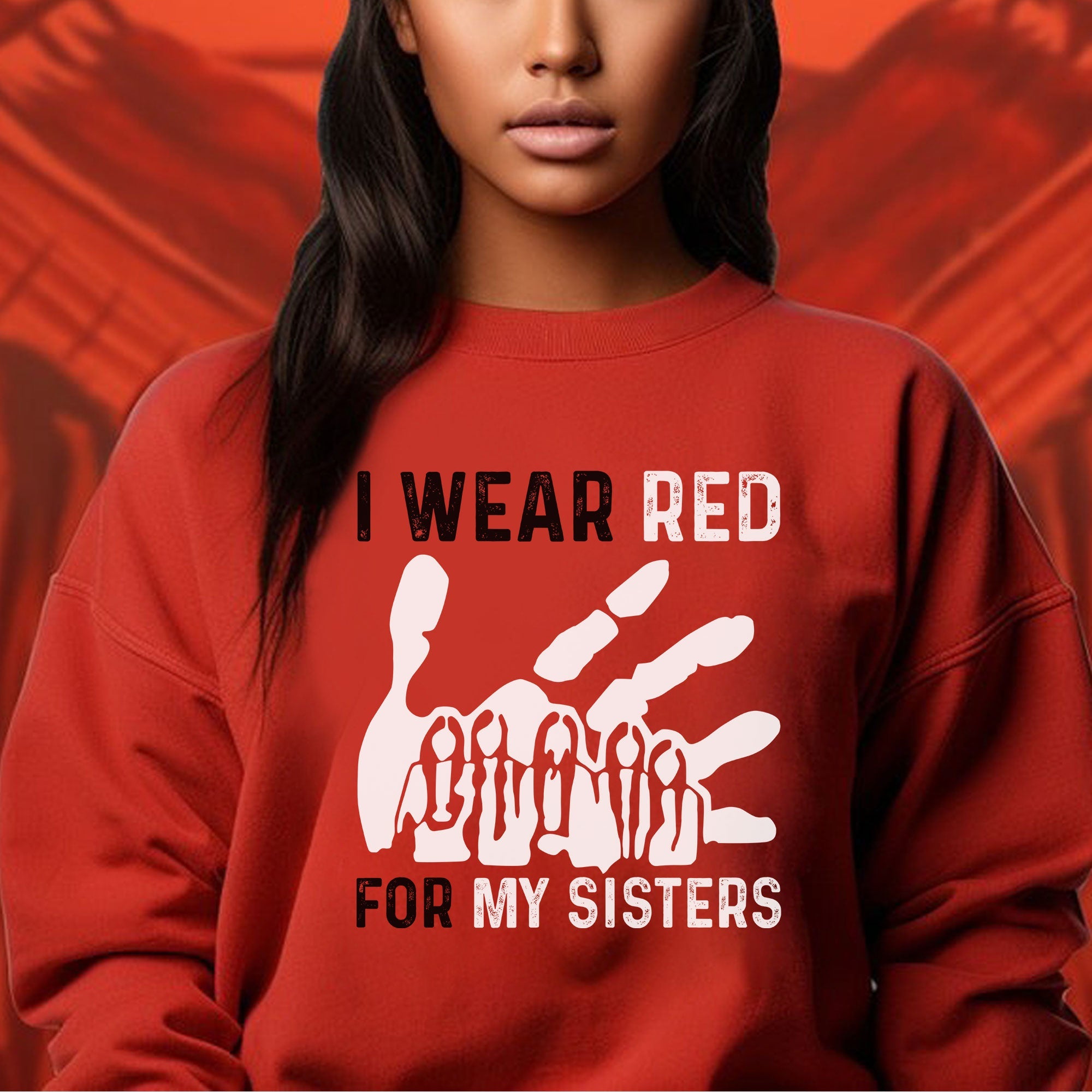 MMIW I Wear Red For My Sister Red Hand Unisex Hoodie/Sweatshirt/T-Shirt