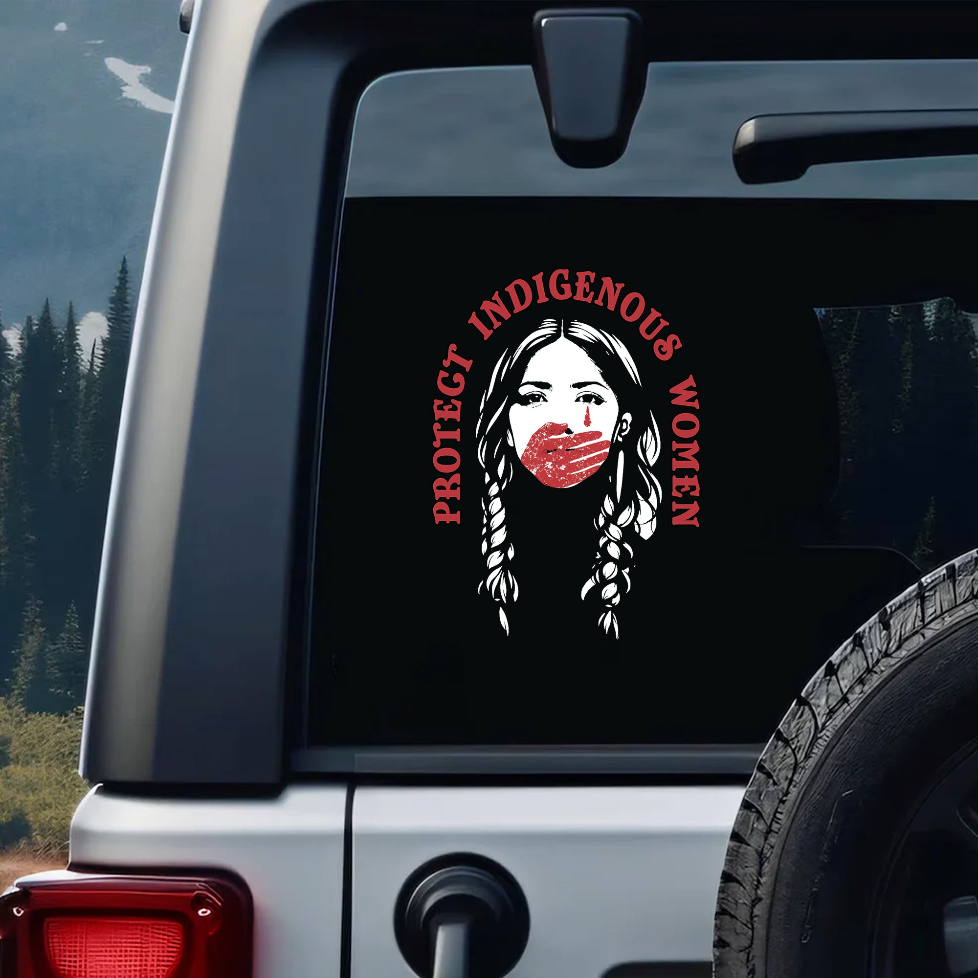 Protect Indigenous Women, Red Hand Over Mouth Native Awareness Car Decal