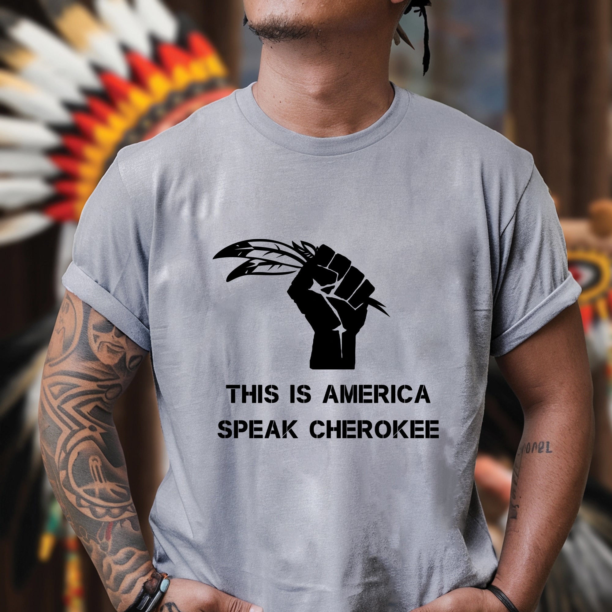 This Is American Speak Cherokee Unisex T-Shirt/T-Shirt V-Neck/Hoodie/Sweatshirt N38