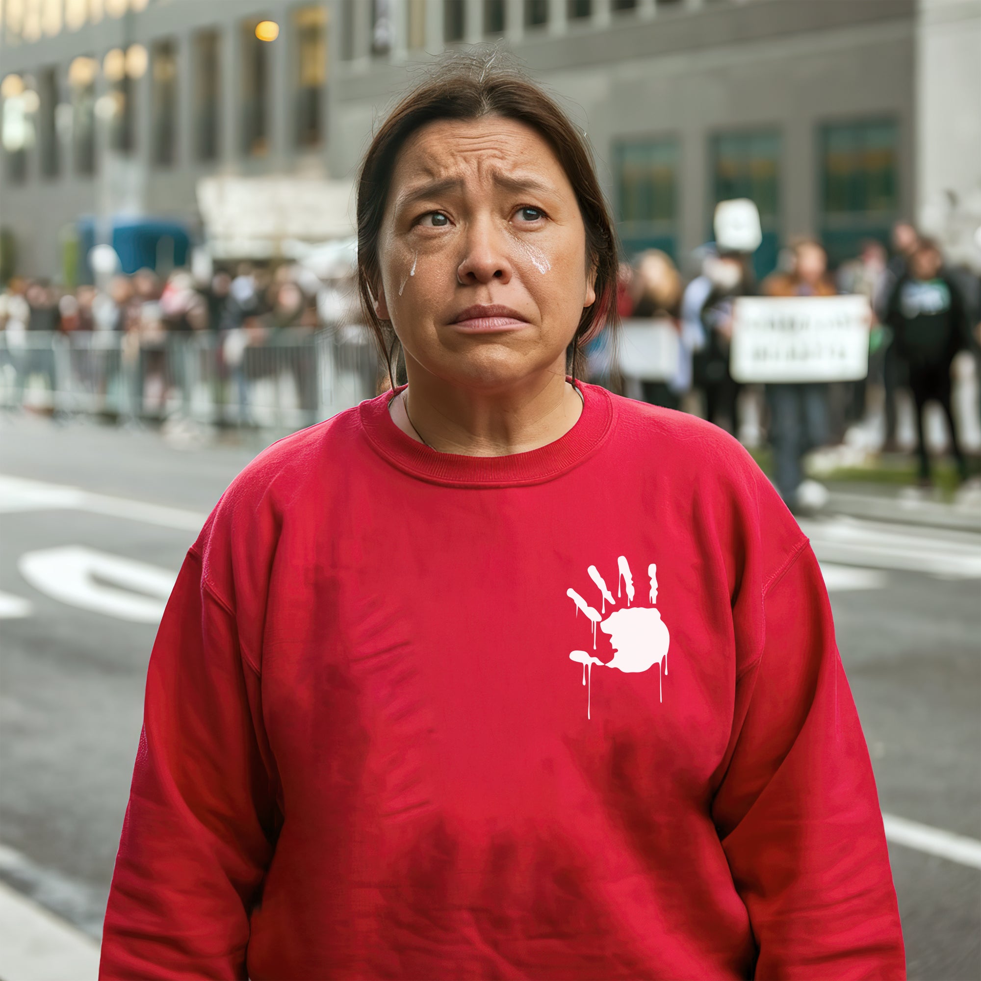 Protect Indigenous Women Red Hand- Unisex T-Shirt/T-Shirt V-Neck/Hoodie/Sweatshirt-Two Sides