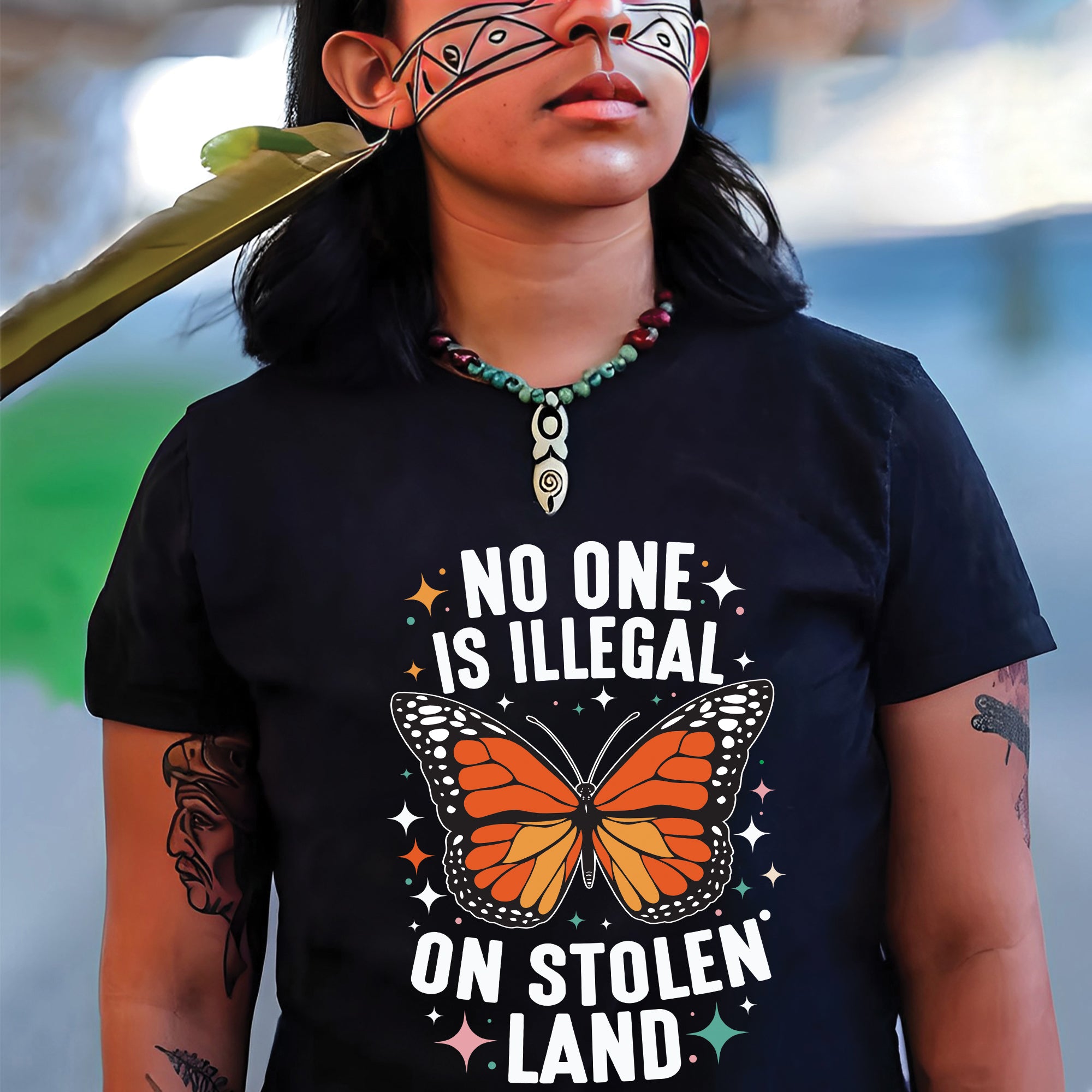 No One Is Illegal On Stolen Land Indigenous Rights Butterfly Unisex T-shirt/V-neck T-shirt/Hoodie/Sweatshirt
