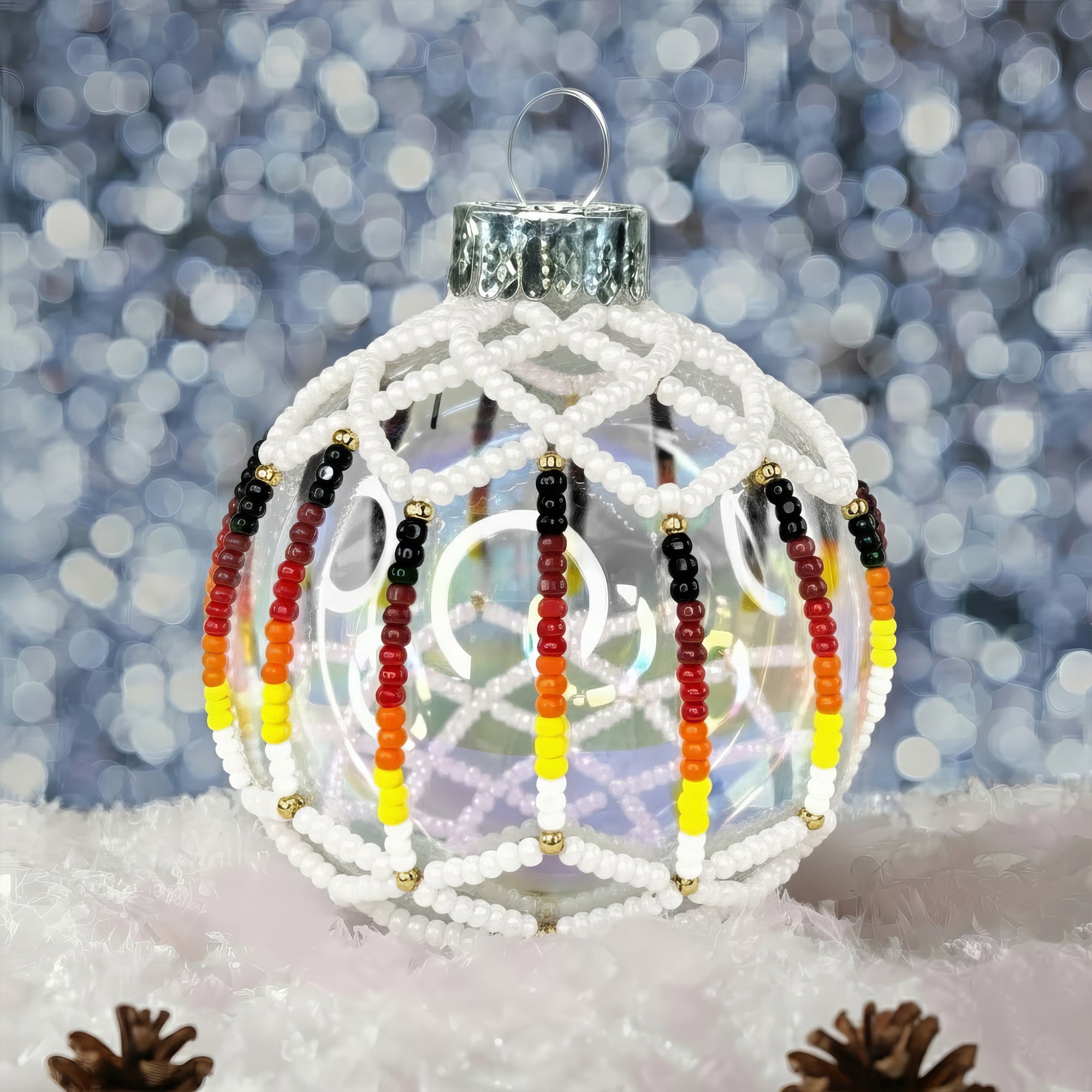 Snow White Beaded Ornament Handcrafted Holiday Decor Gift