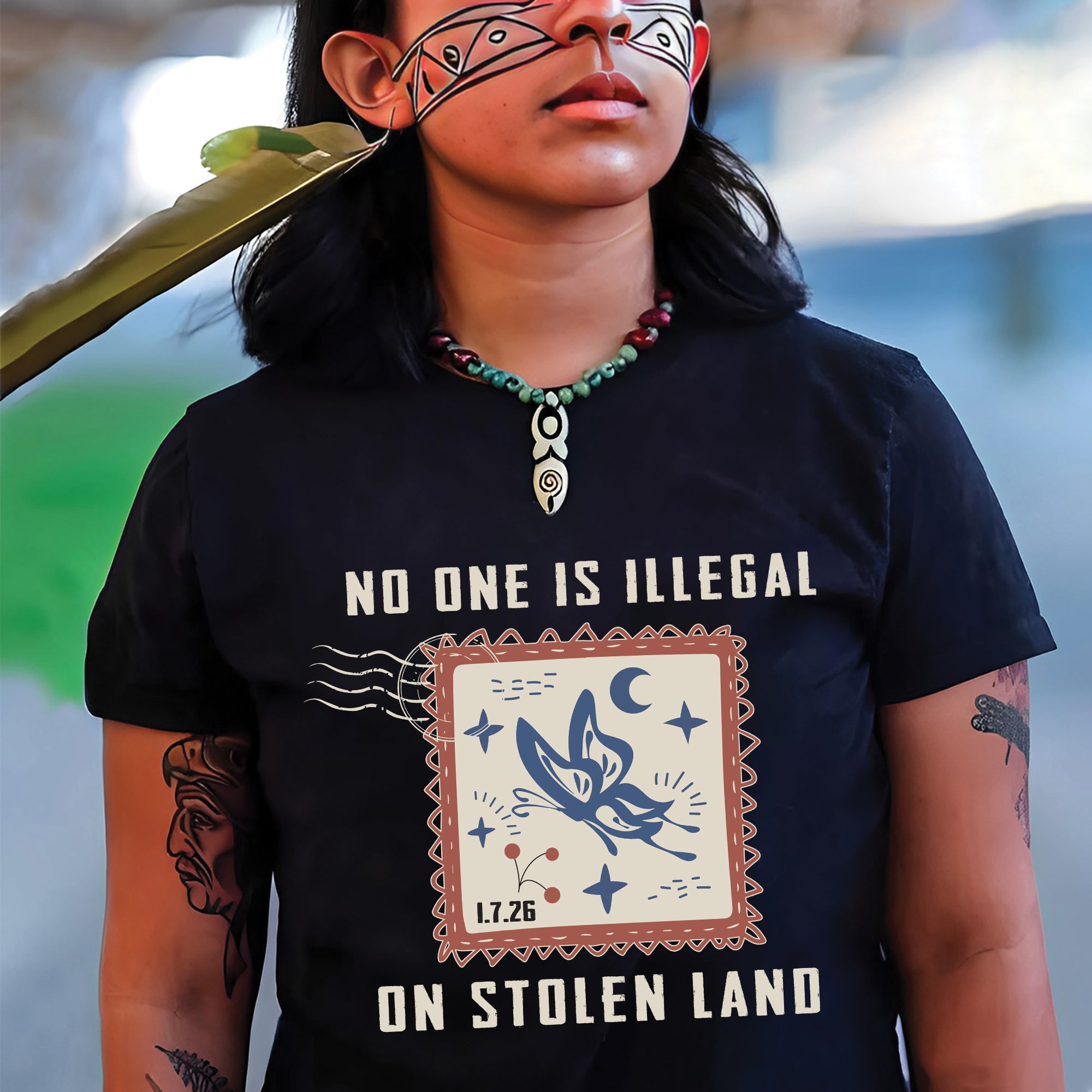 No One Is Illegal On Stolen Land - Indigenous Empowerment Unisex T-shirt/V-neck T-shirt/Hoodie/Sweatshirt