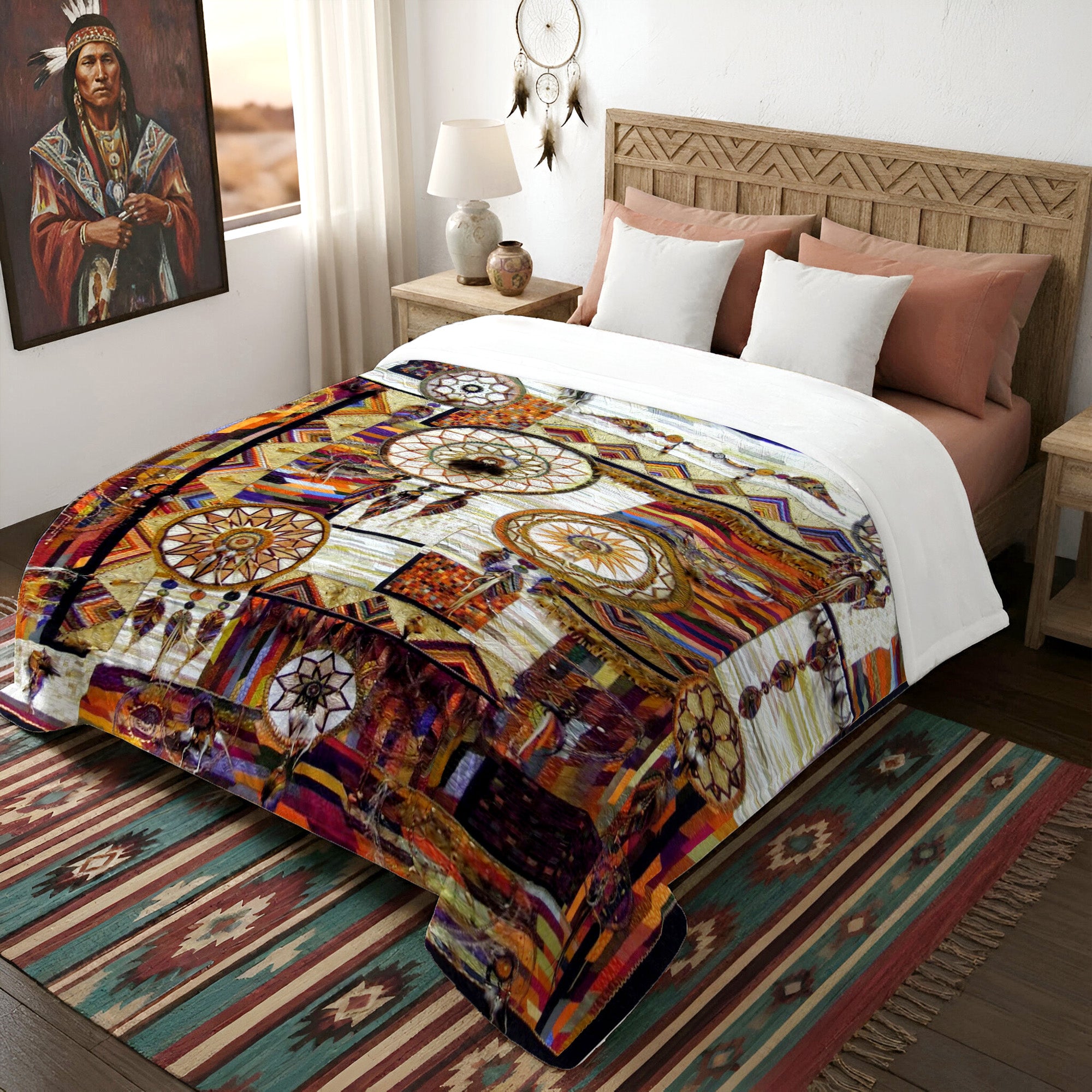 Native American Dreamcatcher Soft And Warm Premium Fleece Blanket
