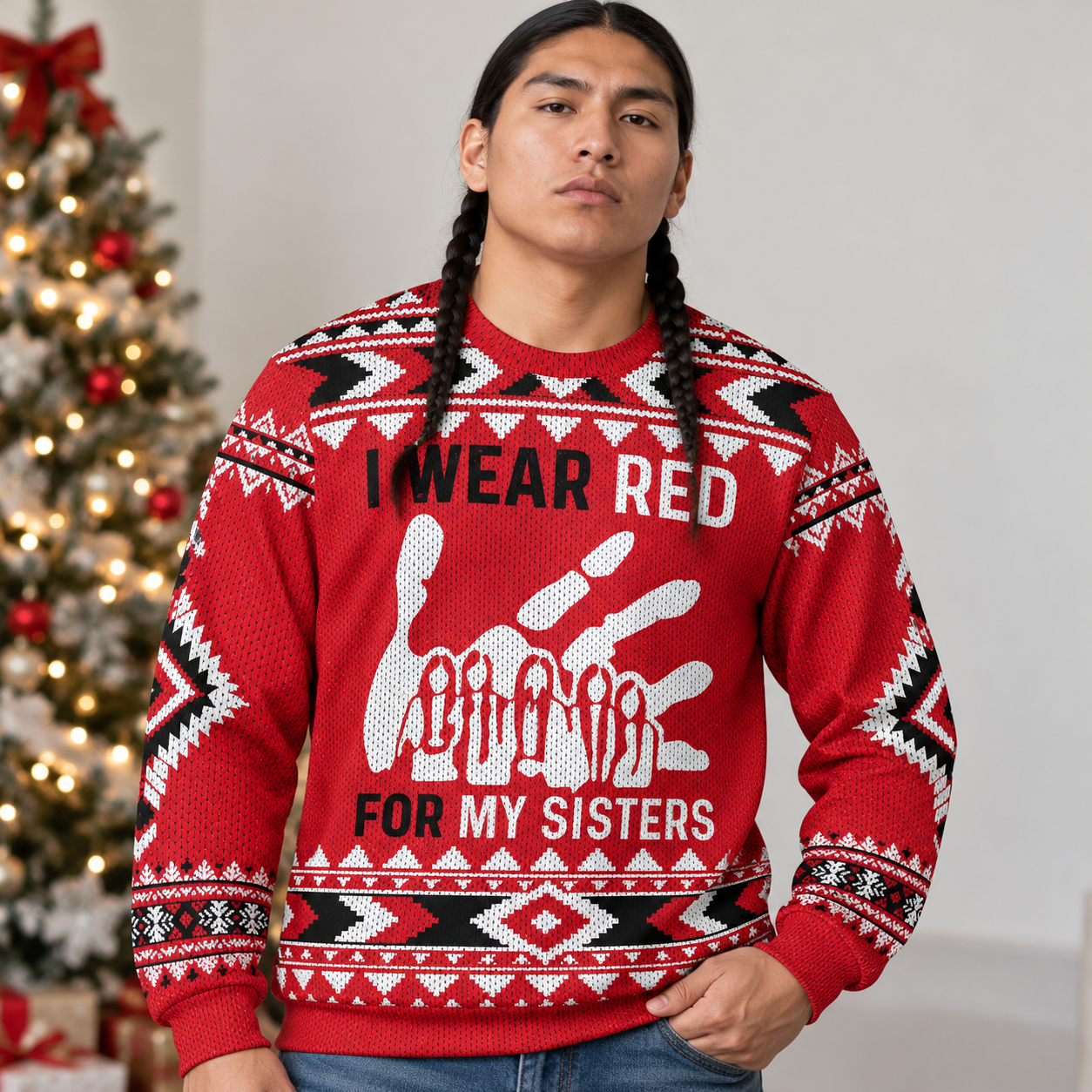 MMIW Awareness - I Wear Red For My Sisters Ugly Sweater Unisex