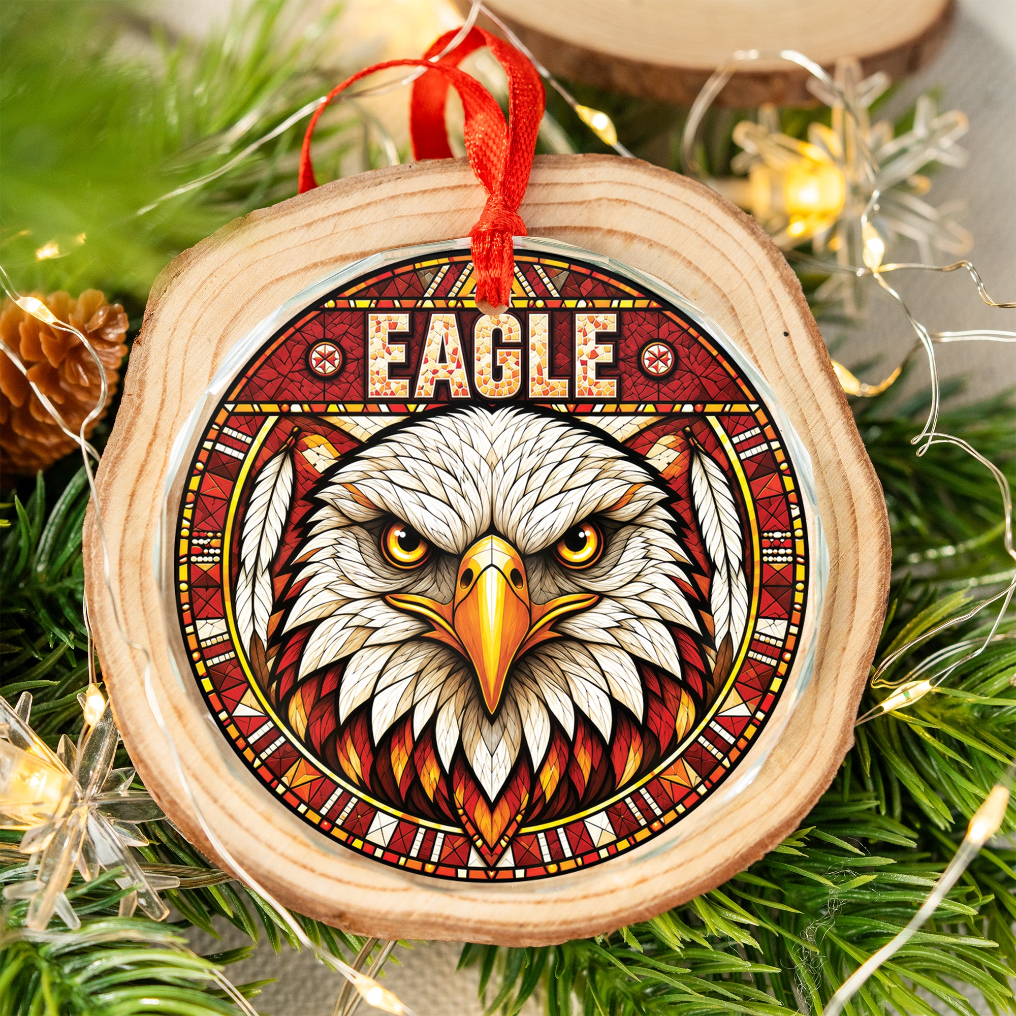 Eagle Spirit Native Tribal Glass Ornament – Indigenous Art Decor