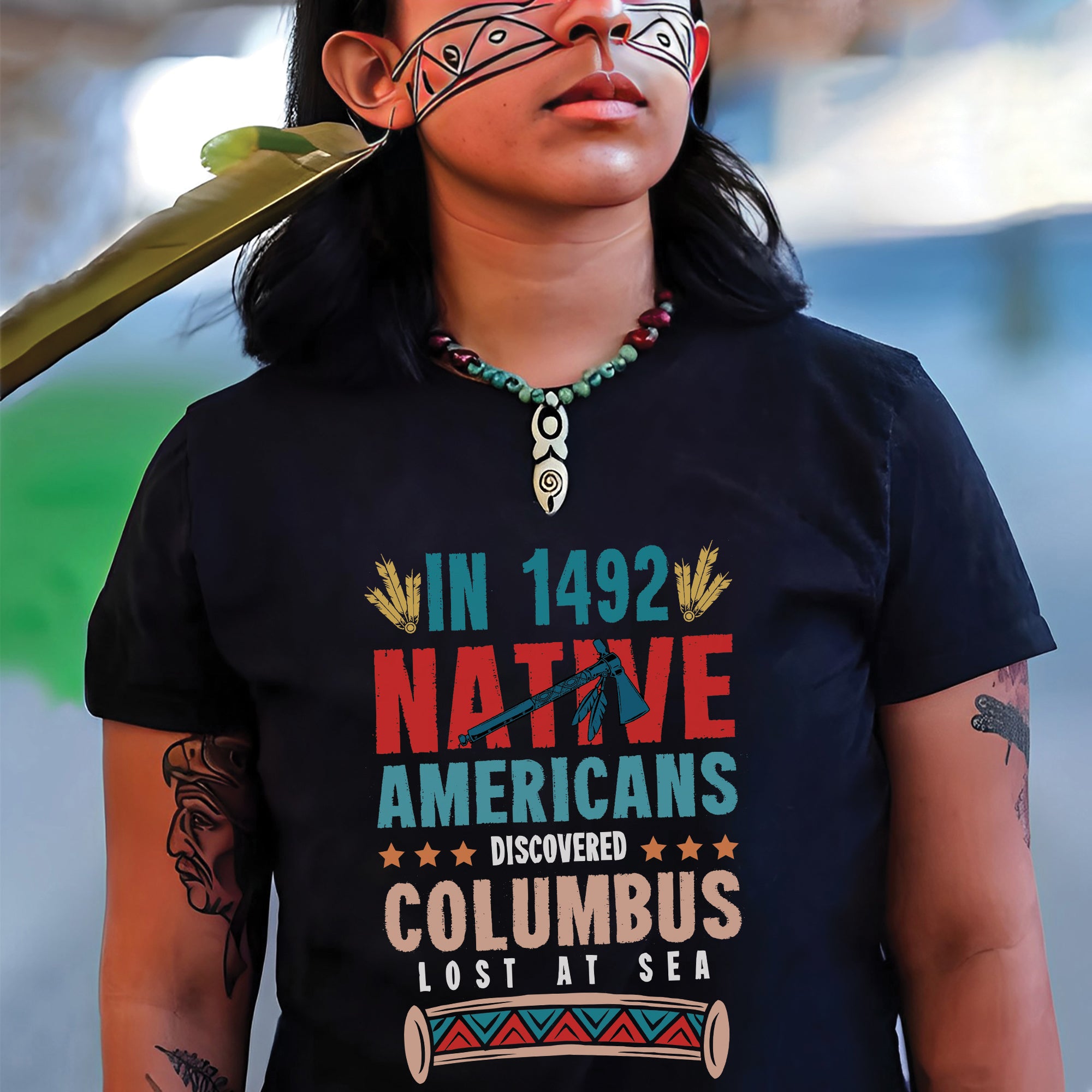 1492 Native Americans Discovered Columbus Unisex T-Shirt/T-Shirt V-Neck/Hoodie/Sweatshirt