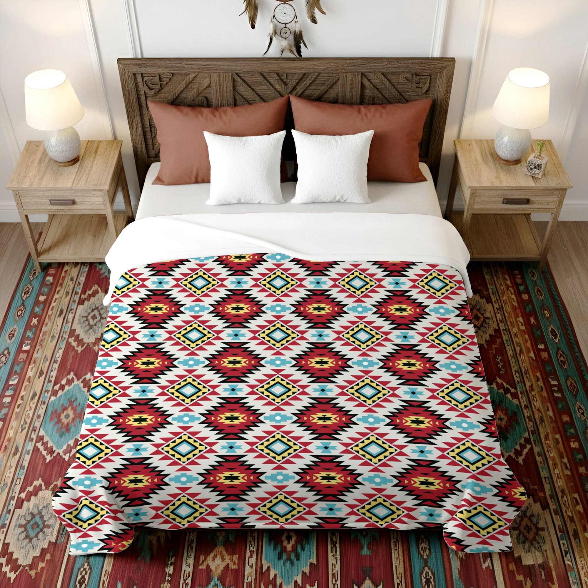 Native American Style Pattern Soft And Warm Premium Fleece Blanket