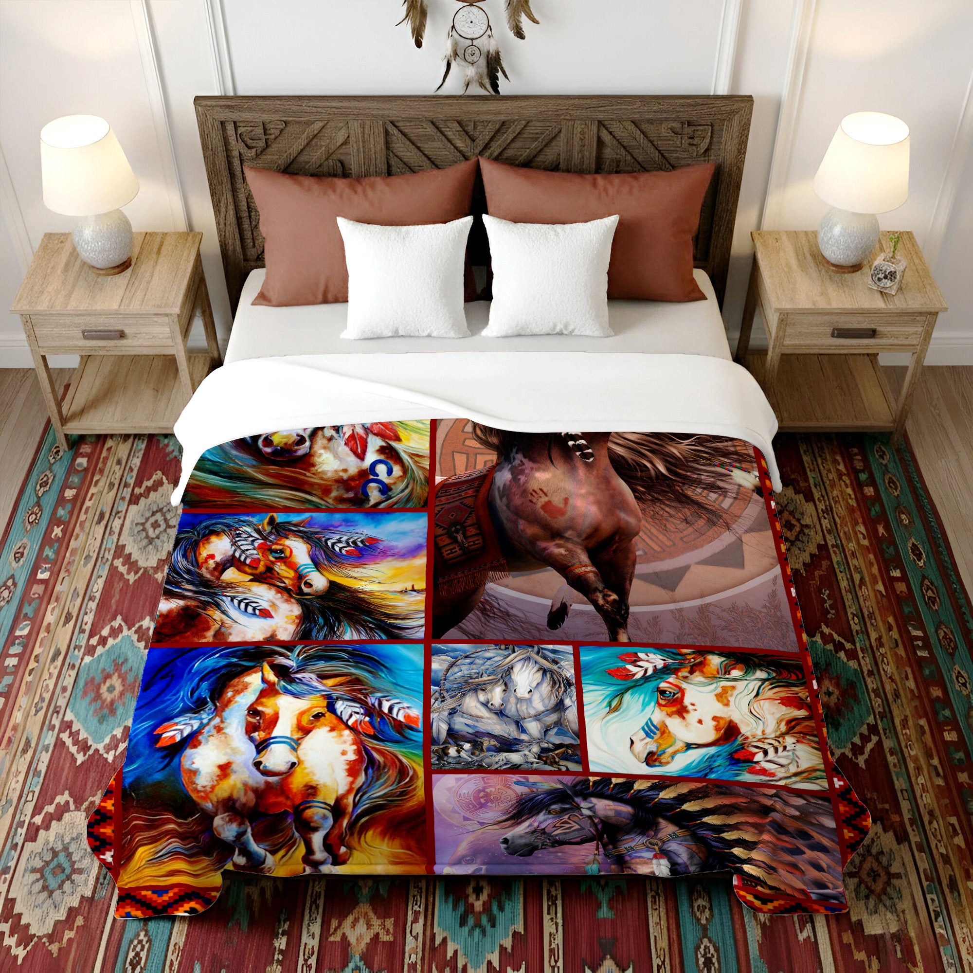 Native American Horse Soft and Warm Premium Fleece Blanket