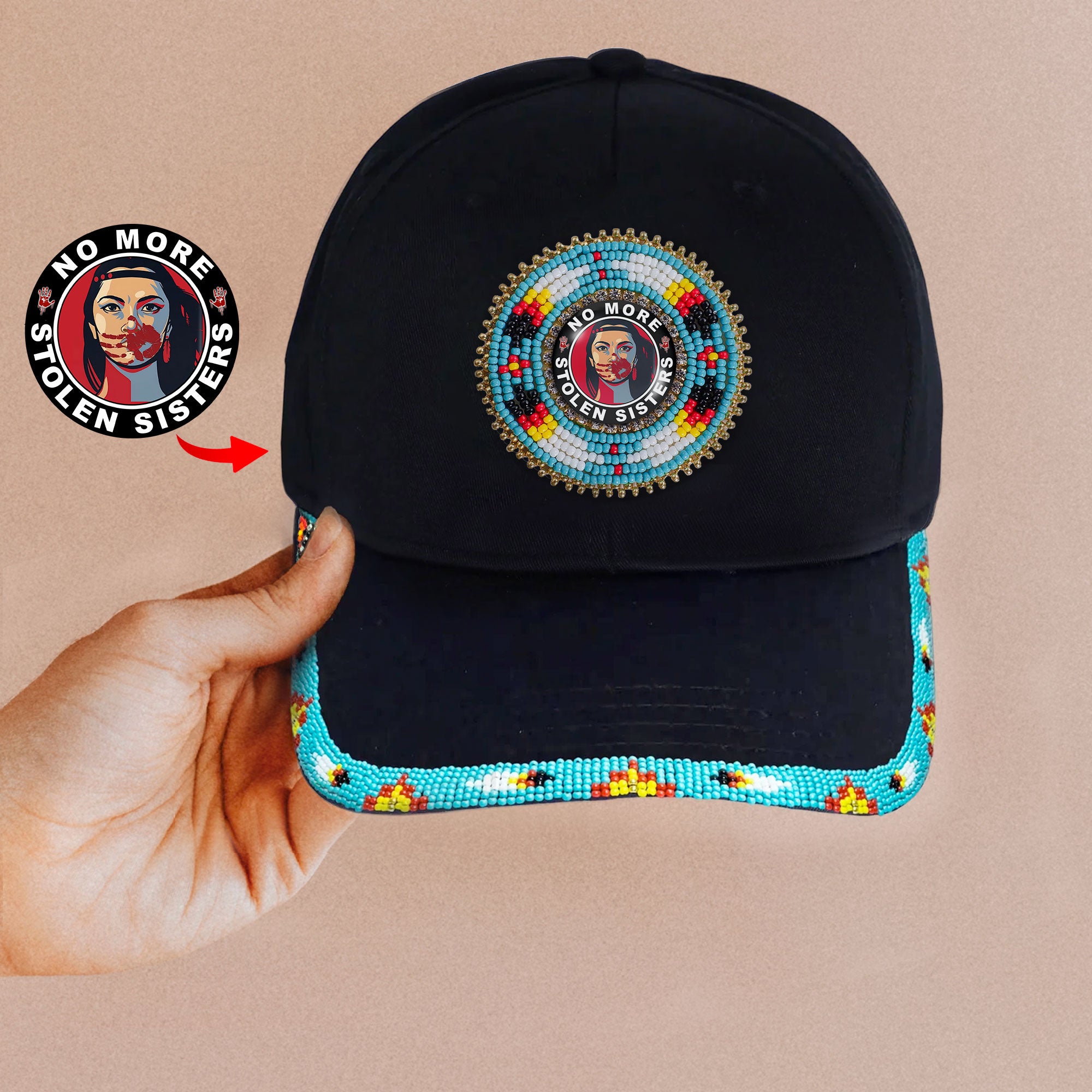 SALE 50% OFF - Mo More Stolen Sister  Baseball Cap With Patch And brim Cotton Unisex Native American Style