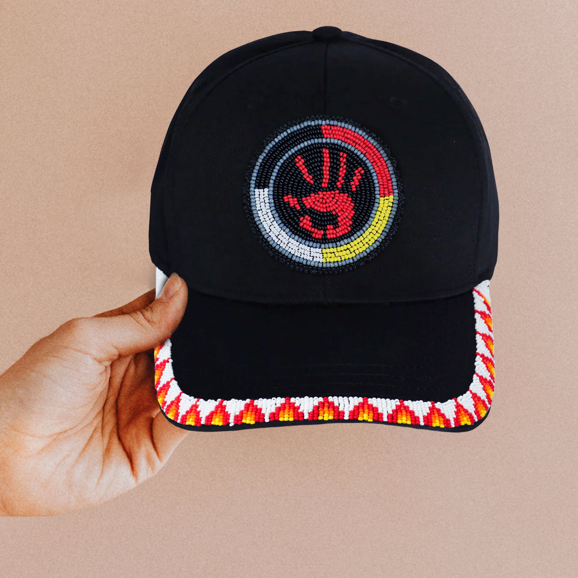 SALE 50% OFF - MMIW Feathers Cotton Unisex Baseball Cap With Beaded Patch Brim Native American Style