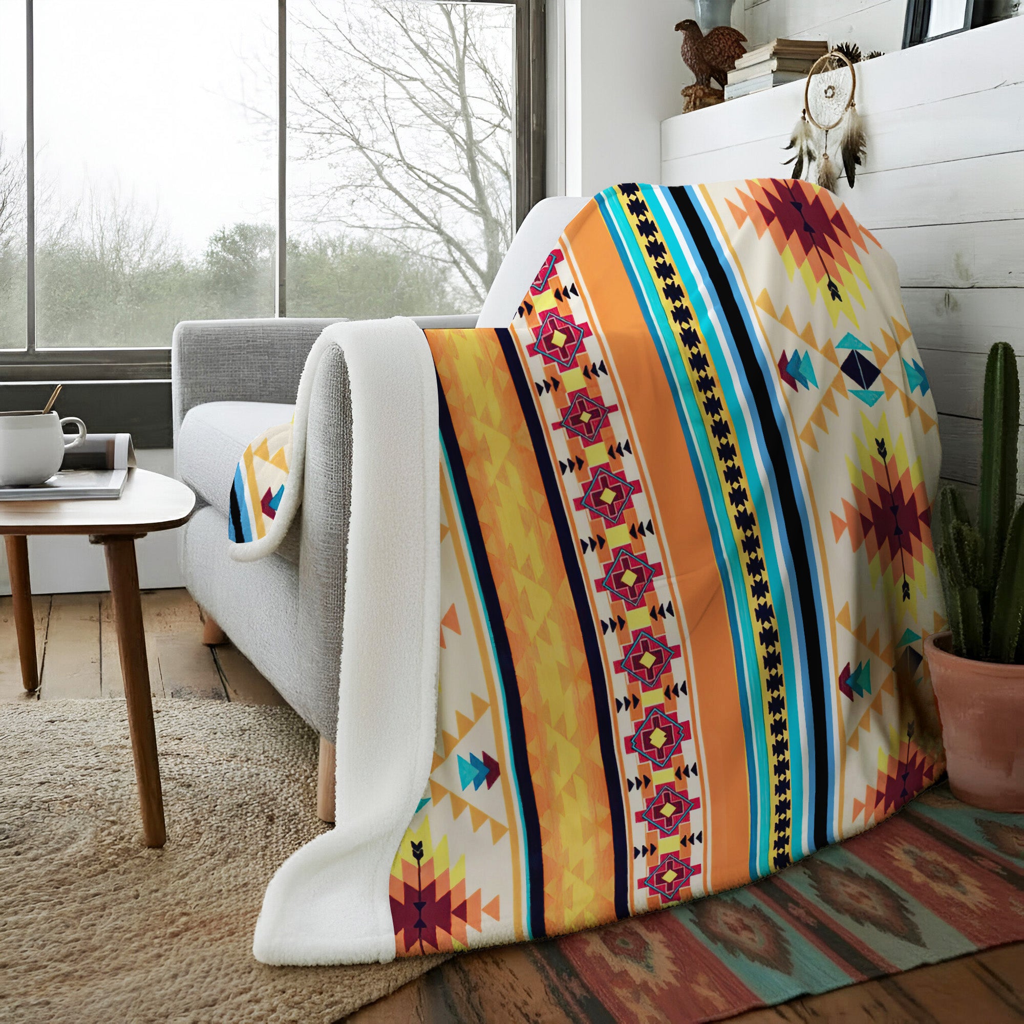 Native American Pattern Soft And Warm Fleece Blanket