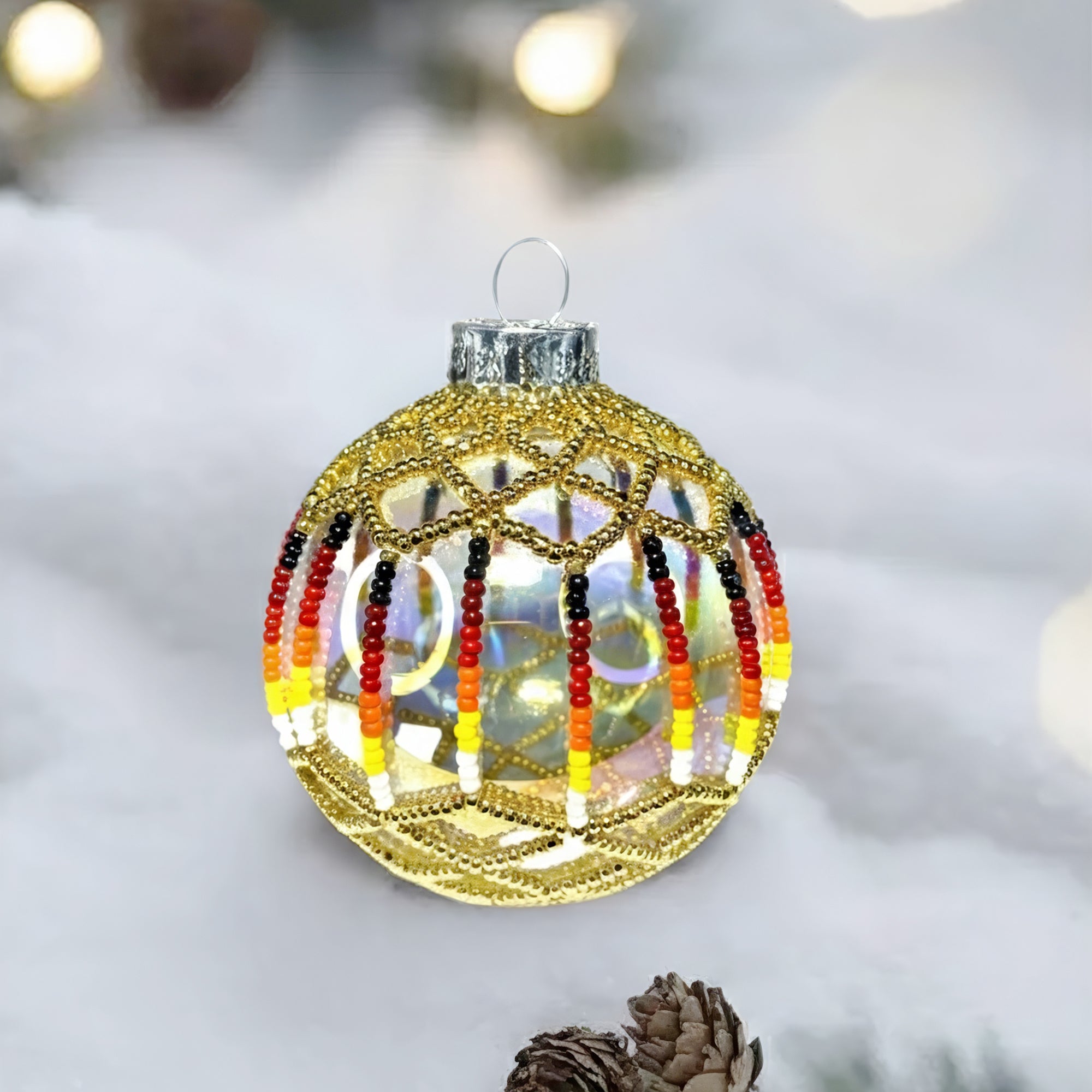 24K Gold Beaded Ornaments Holiday Decor Gifts