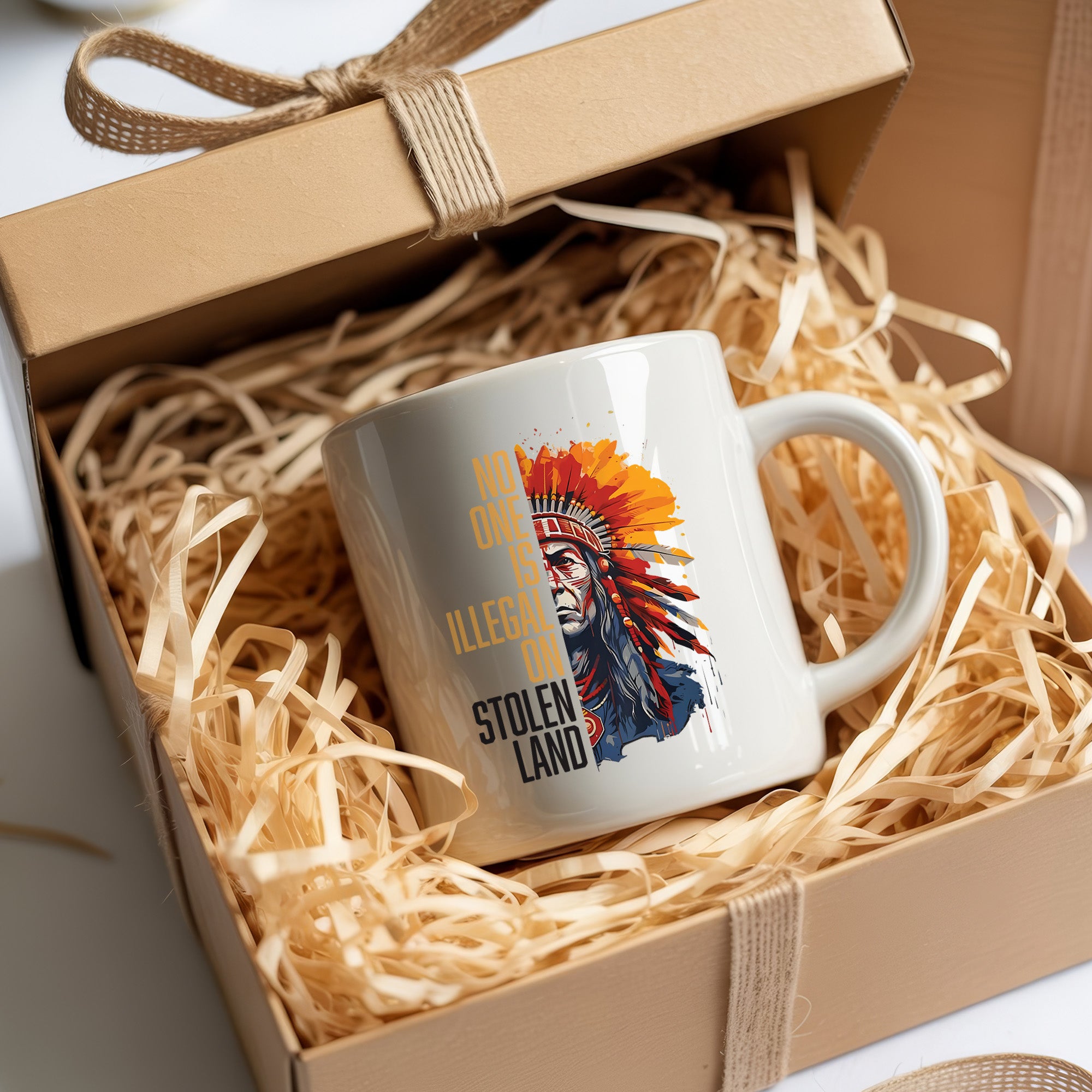 No One Is Illegal On Stolen Land Native American Heritage Coffee Mug