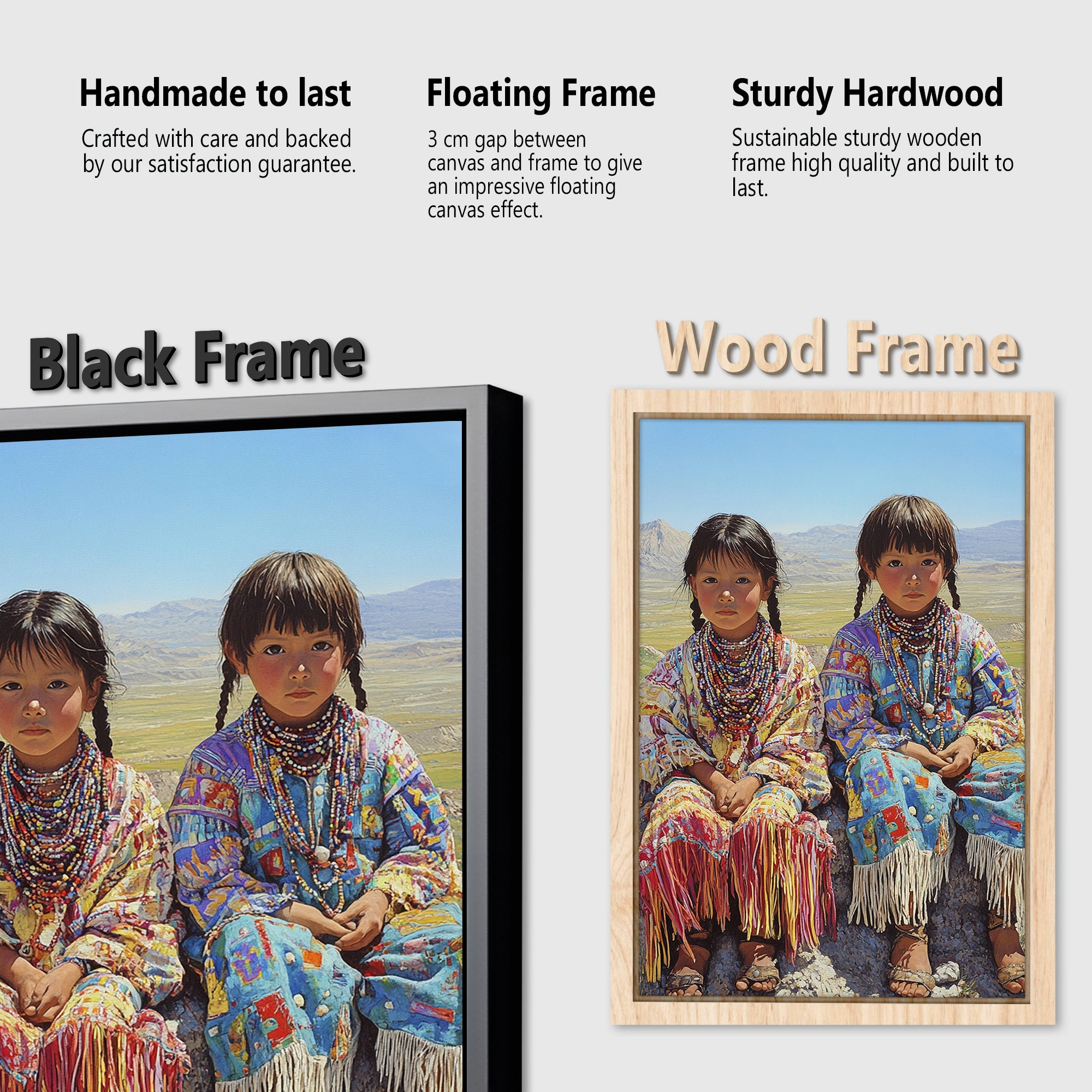 Custom Native American Children Portrait Photo Canvas Art Gift Home Decor