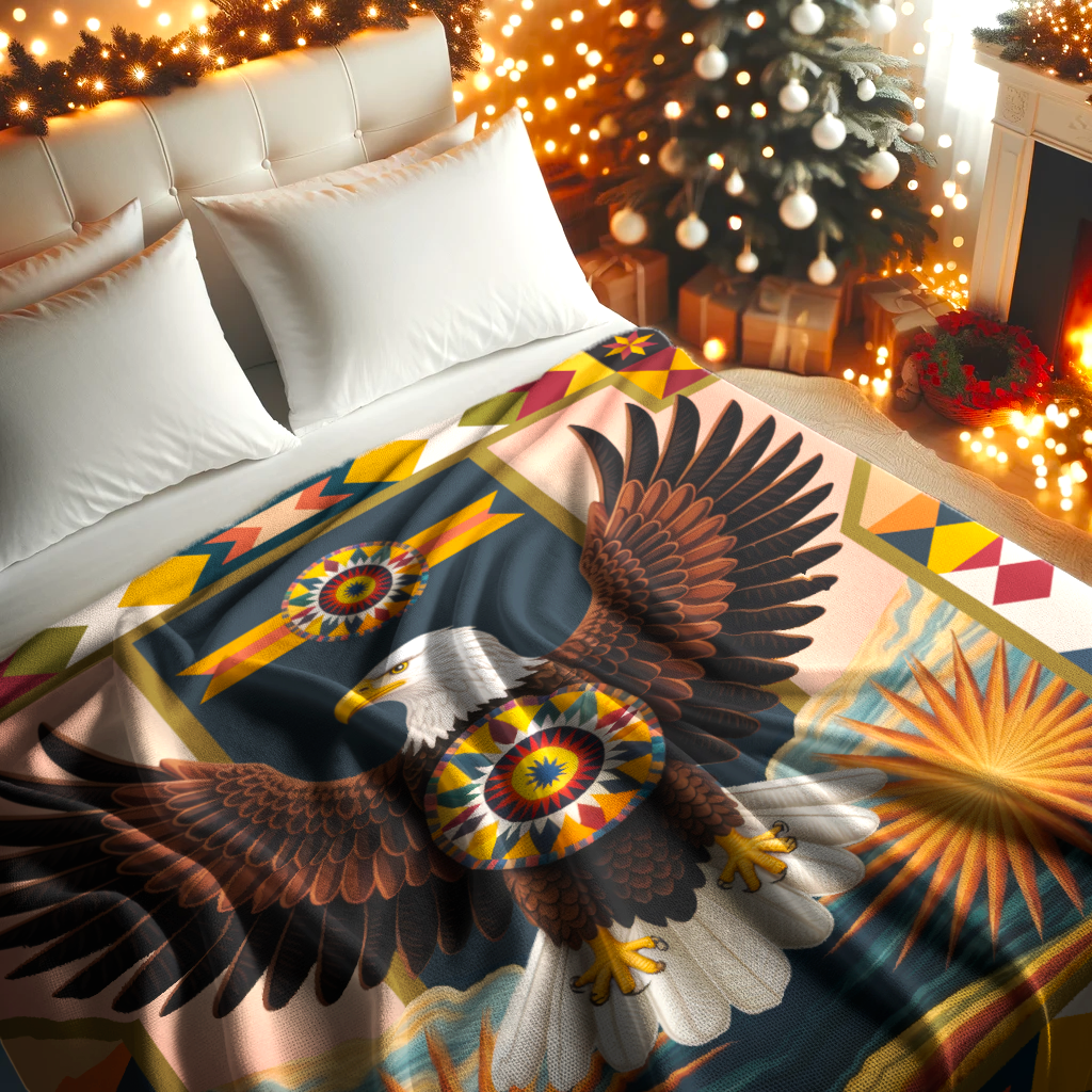 Sacred Eagle of Freedom Native American Cozy Fleece Blanket