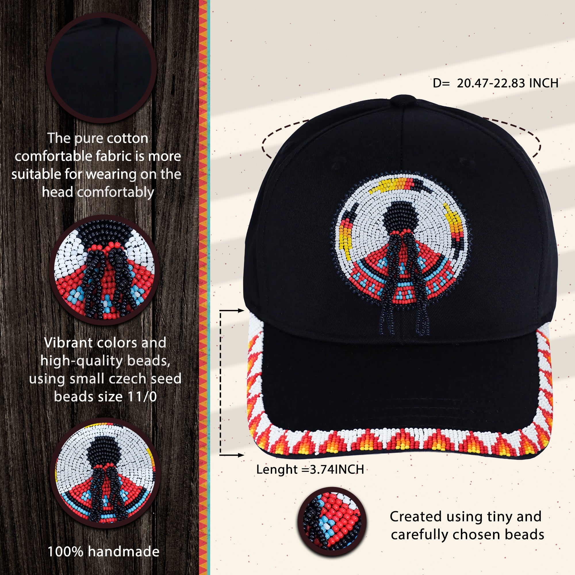 SALE 50% OFF - MMIW Indigenous Women Handmade Beaded Cap WCS