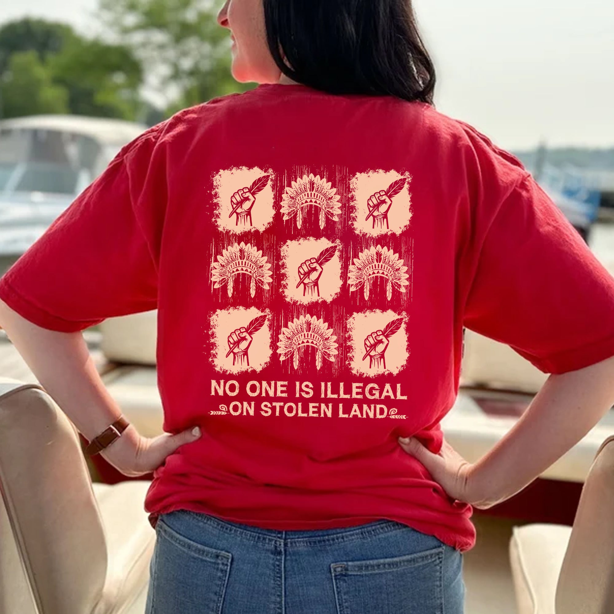No One Is Illegal On Stolen Land - Unisex T-Shirt/T-Shirt V-Neck/Hoodie/Sweatshirt N100