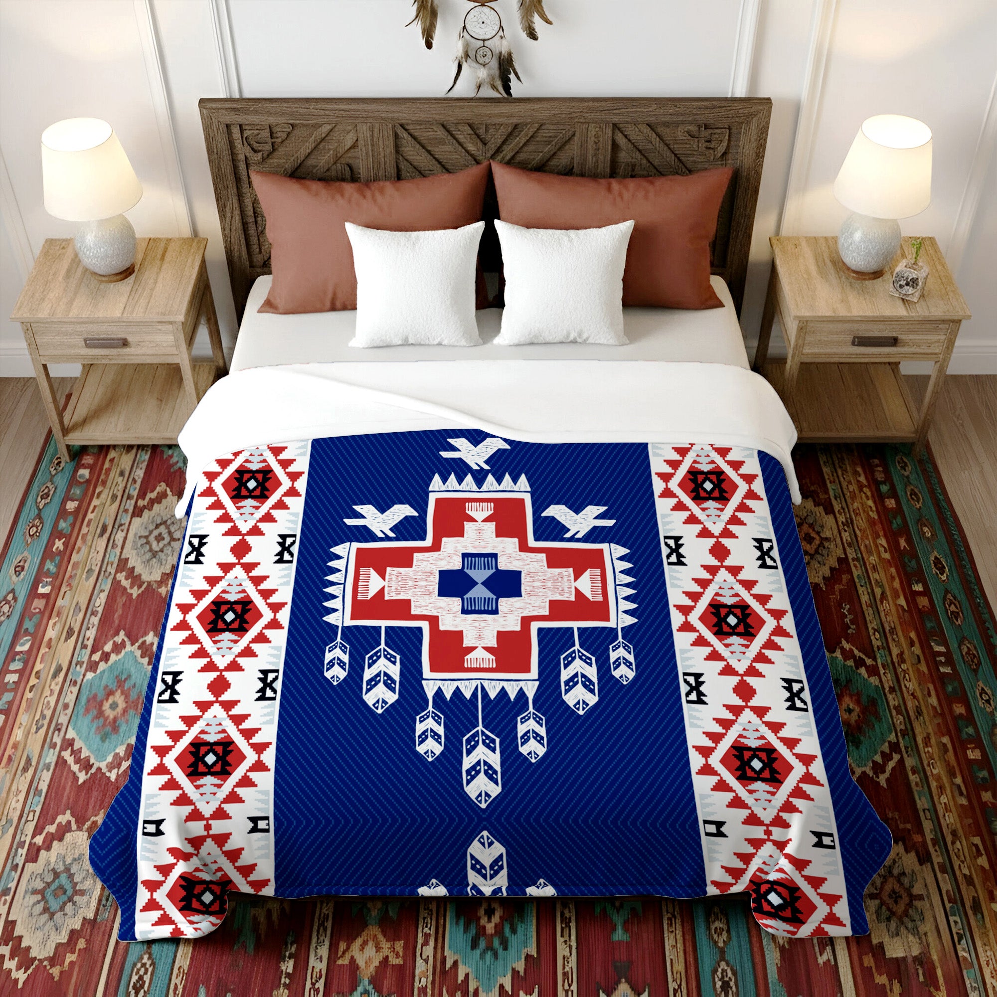 Native American Birds Feather Soft And Warm Premium Fleece Blanket