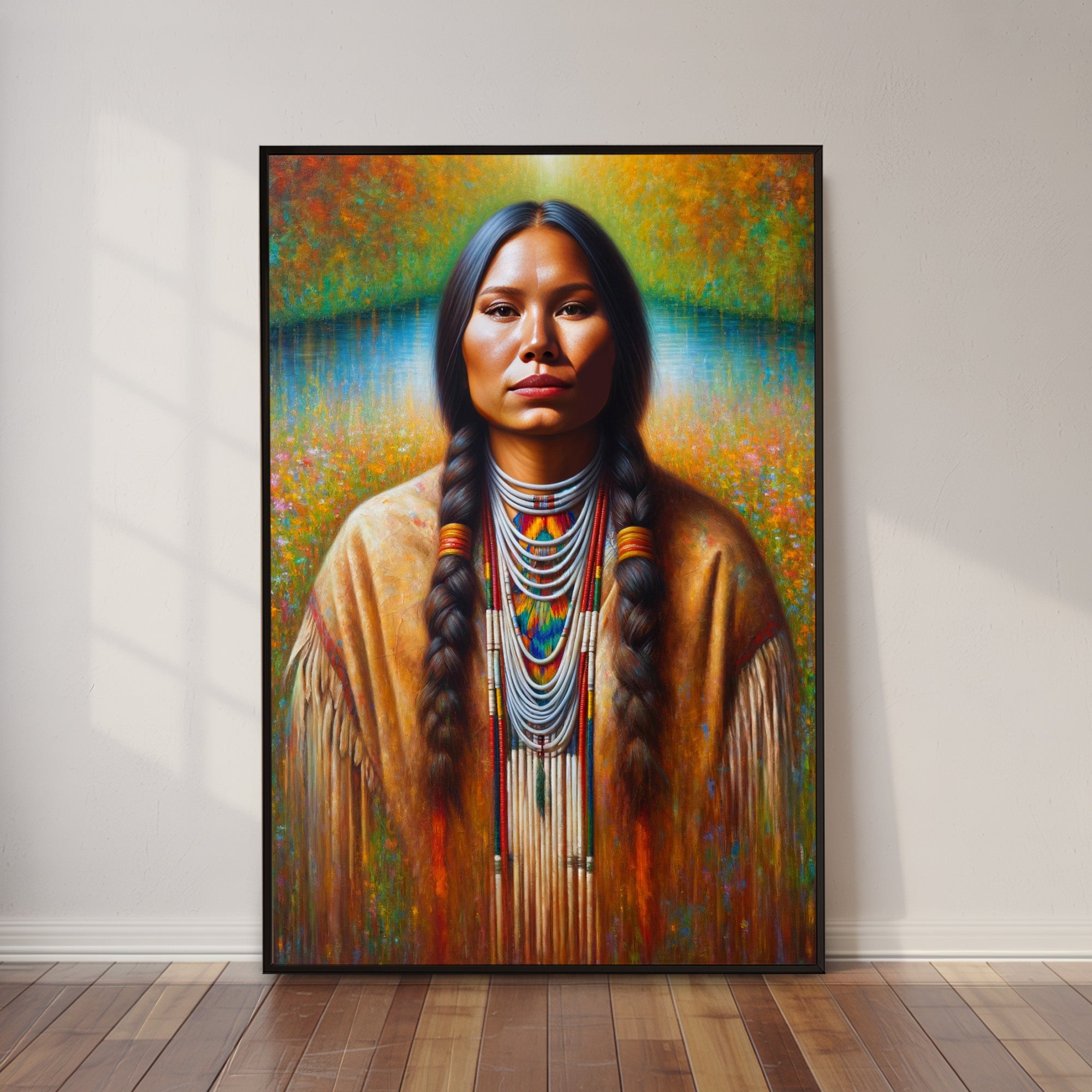 Custom Native American Women Portrait Photo Canvas Art Gift Home Decor